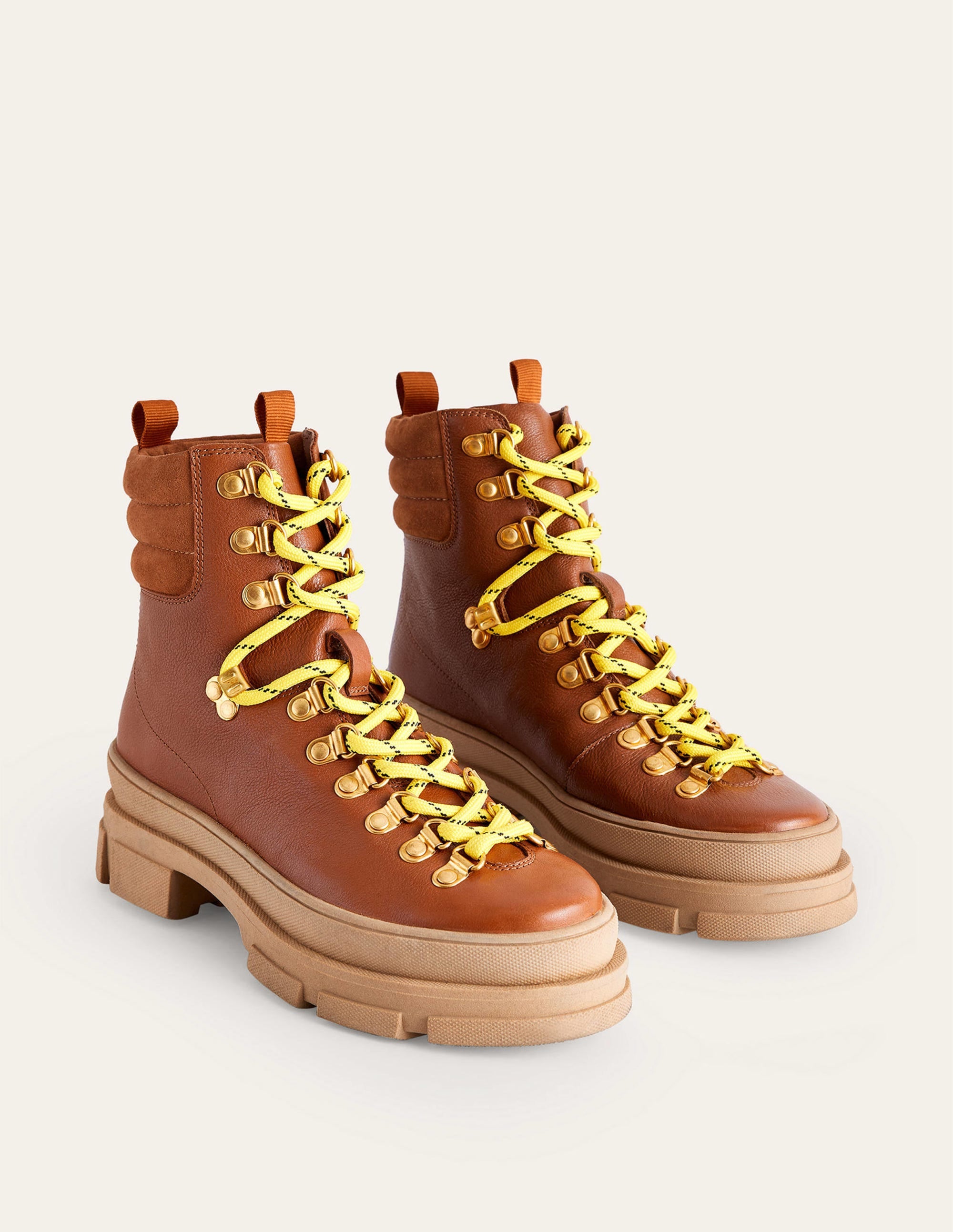 Lace up Hiker Boots-Honey Leather - Image 3