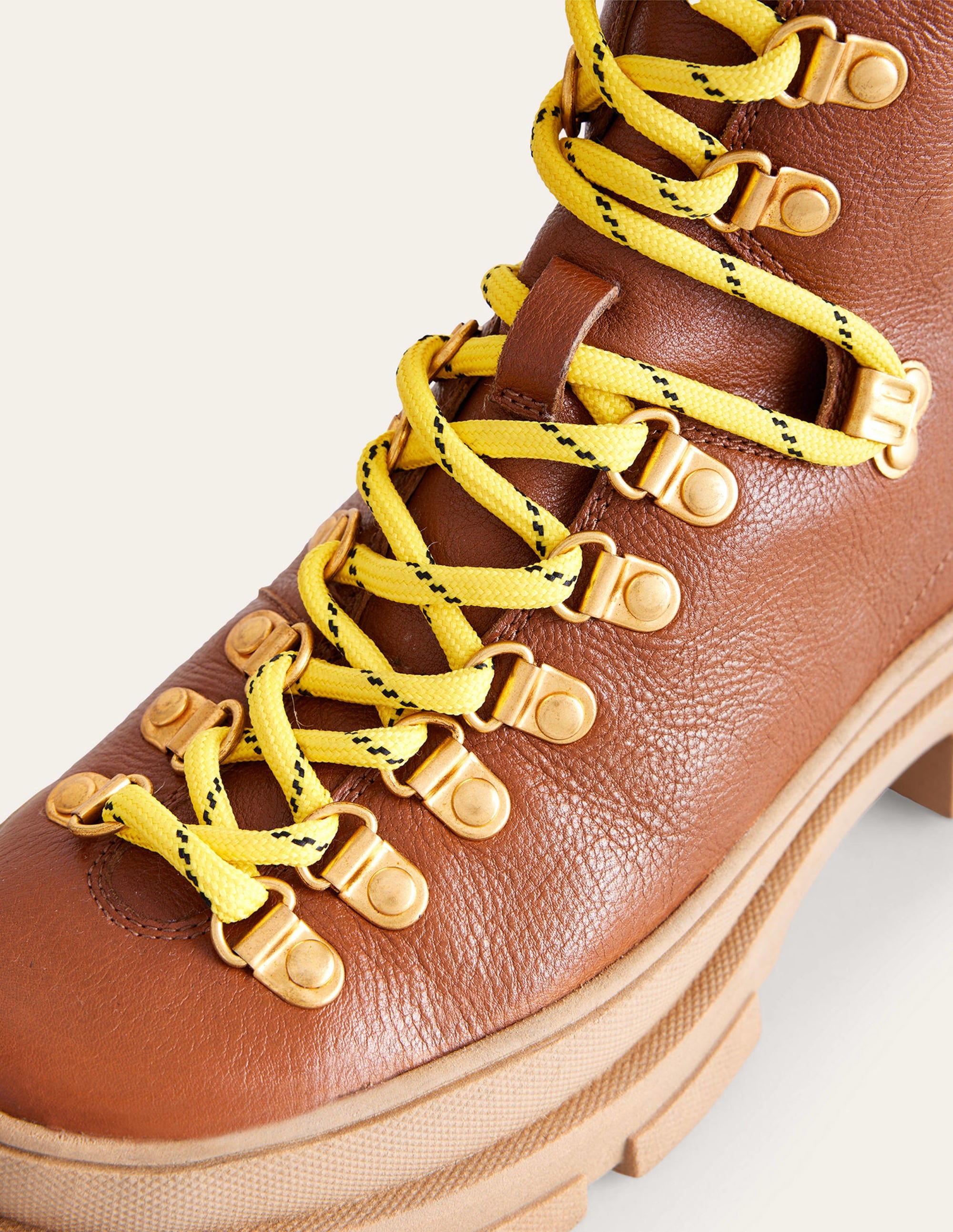Lace up Hiker Boots-Honey Leather - Image 4