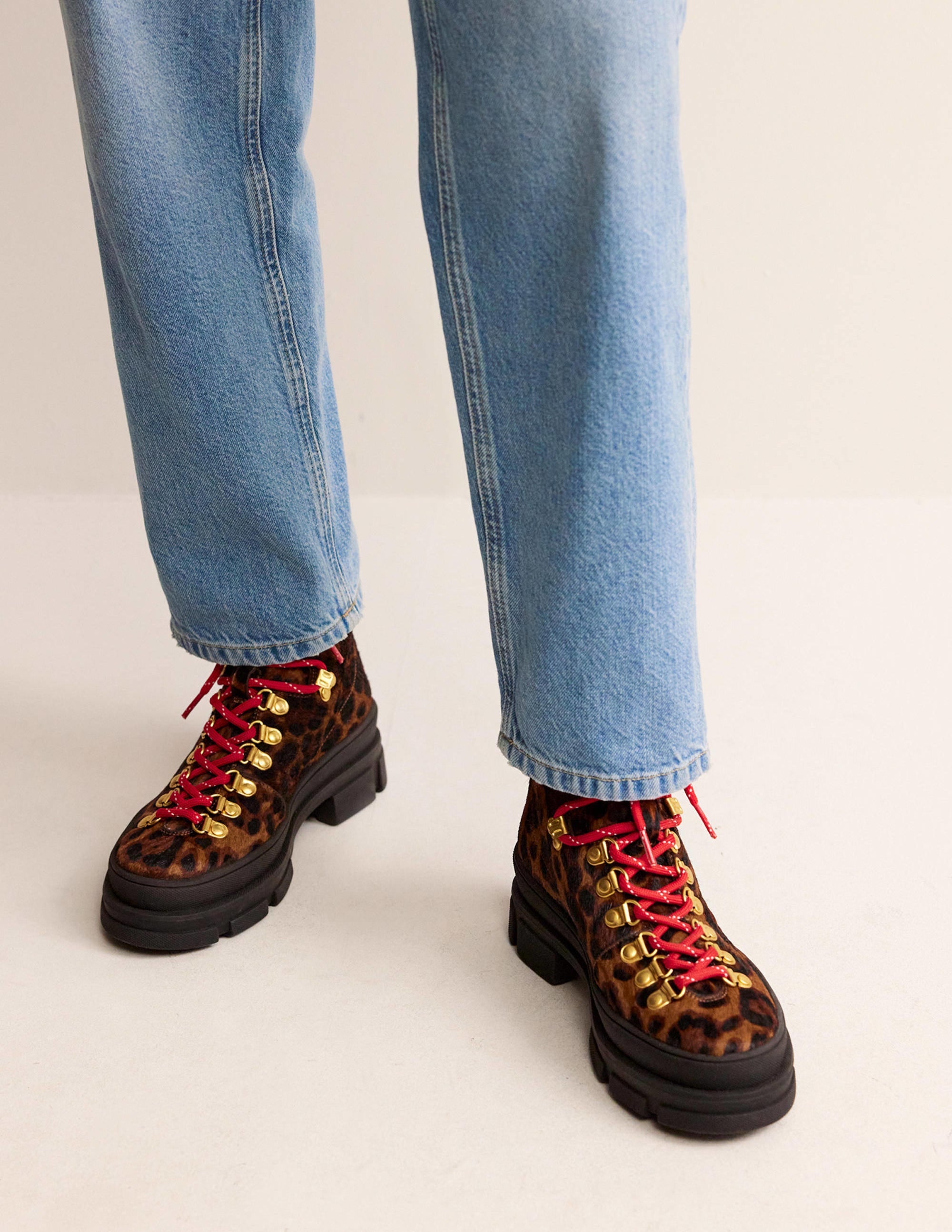 Wanderstiefel mit Schnürung-Leopardenmuster Ponyhaar - Image 1