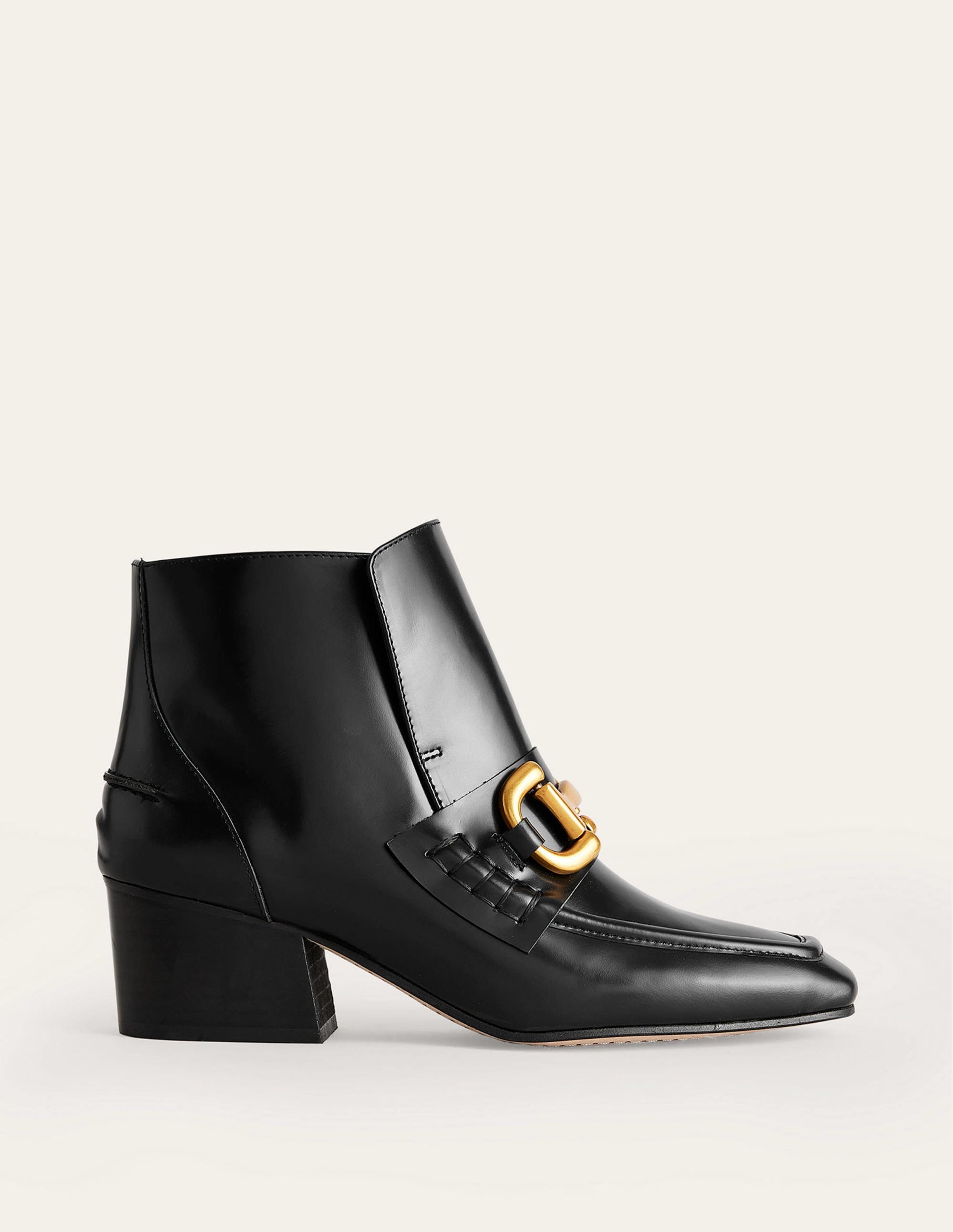 Knöchelhohe Stiefel mit Trensendetail-Schwarzes Leder - Image 2