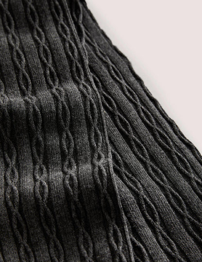 Strumpfhose mit Zopfstrickmuster-Grau