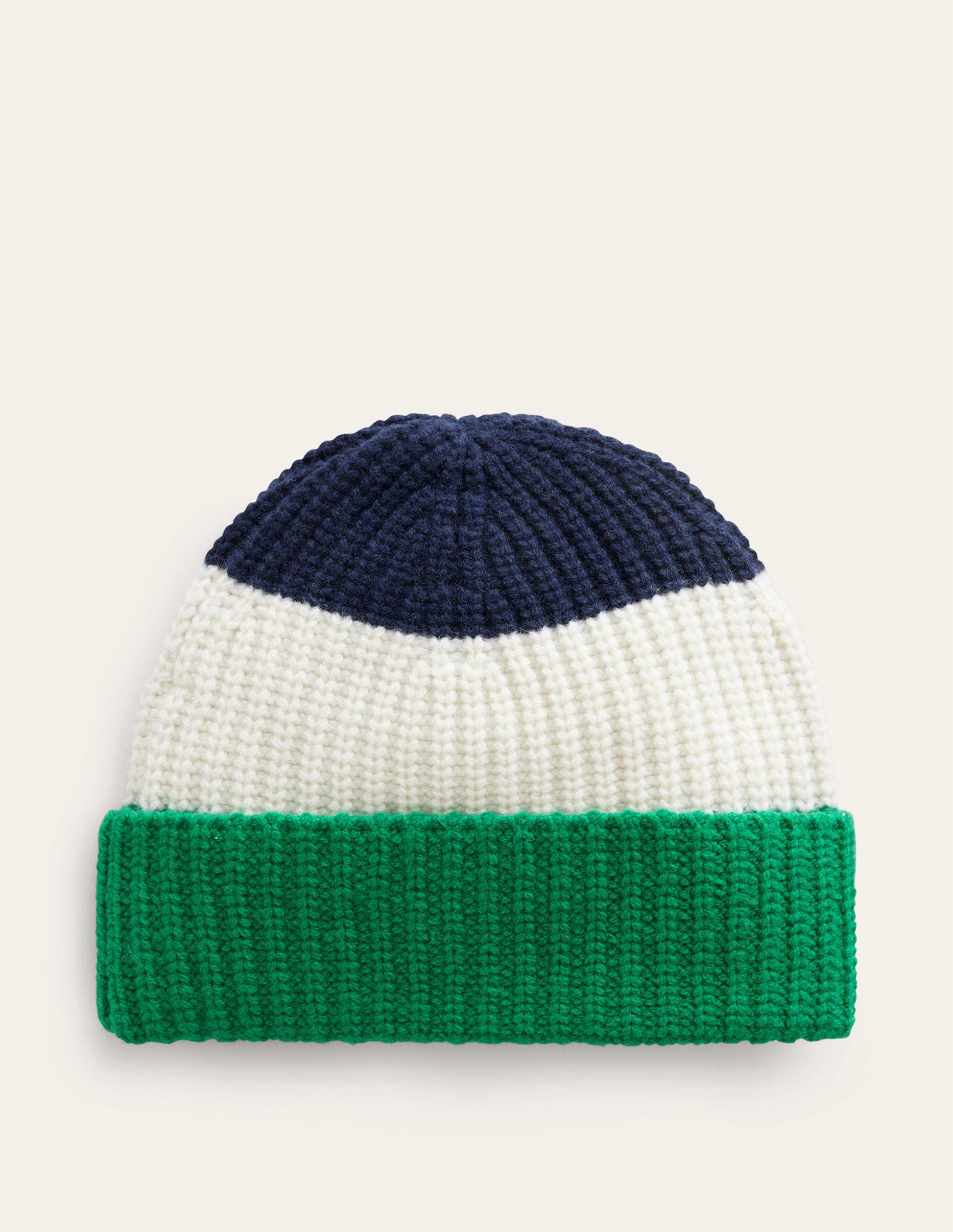 Beanie mit Blockfarben-Marineblau, Veridiangrün und Naturweiß-2