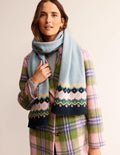 Écharpe duveteuse motif jacquard-Vert fumée/multi