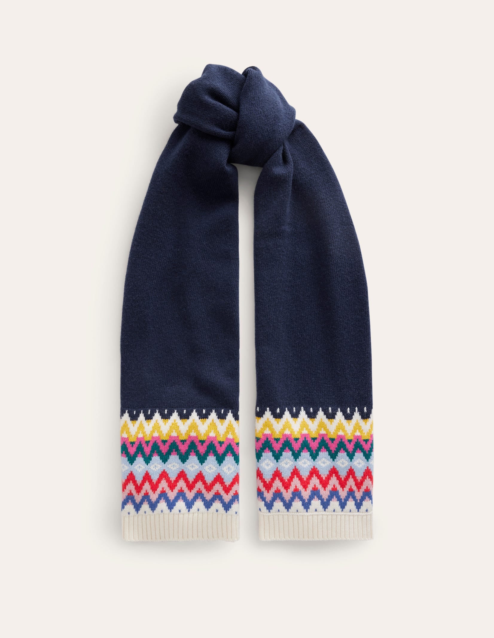 Fair Isle Scarf-Navy - Image 2