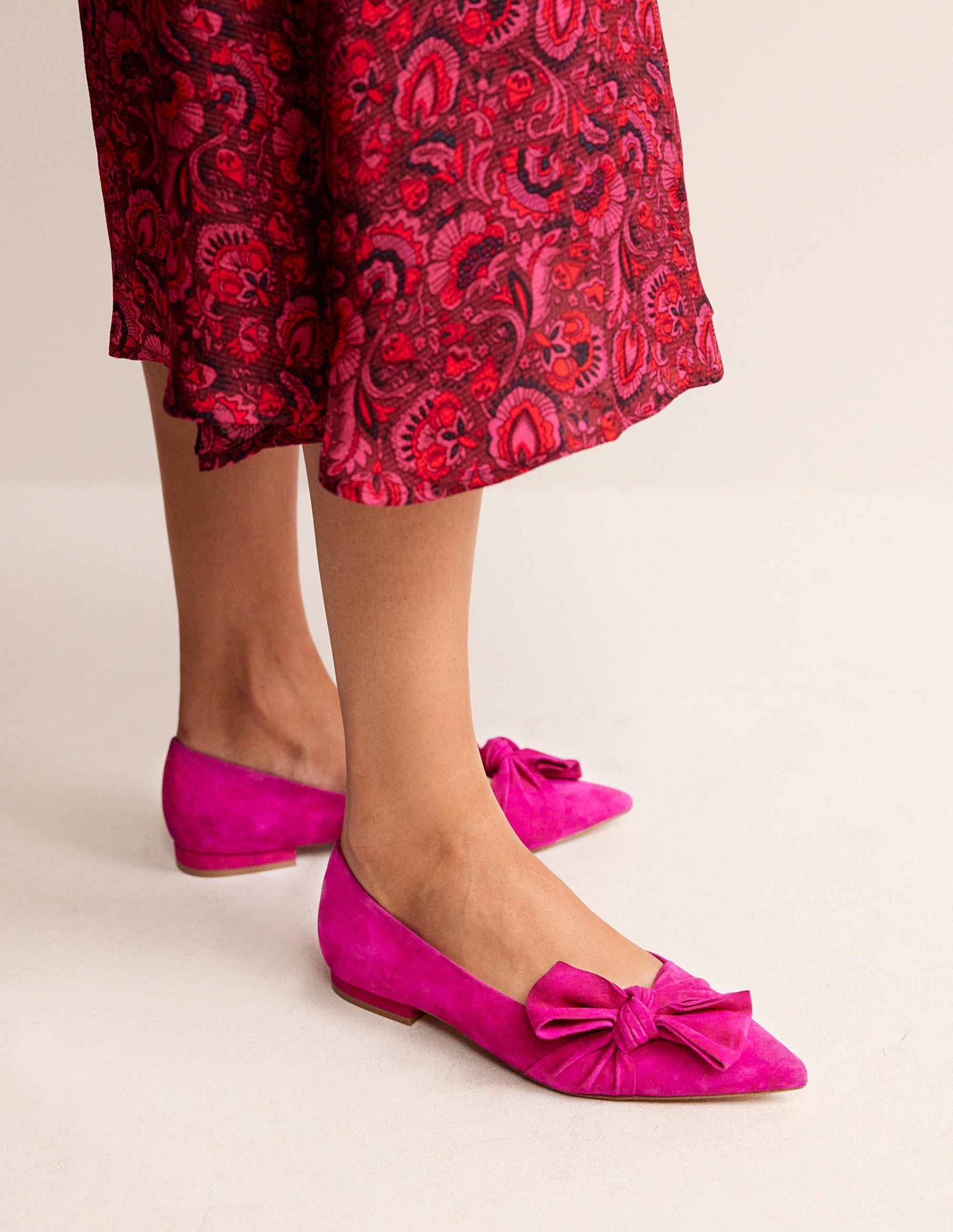 Ballerines à nœuds-Daim prune éclatant - Image 1