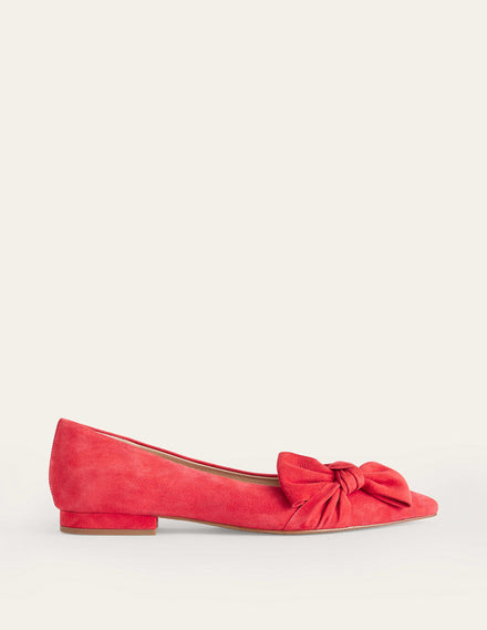 Ballerinas mit Schleife-Leuchtendes Rot Veloursleder