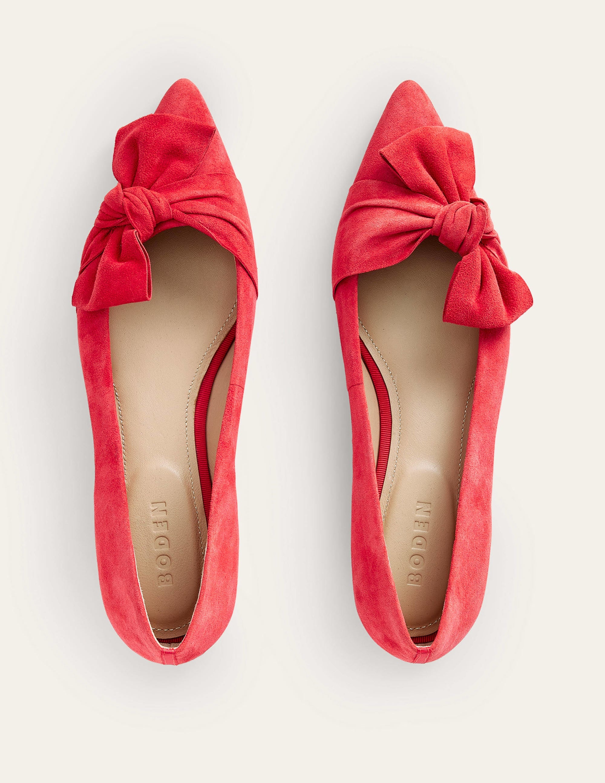 Ballerines à nœuds-Daim rouge brillant - Image 5