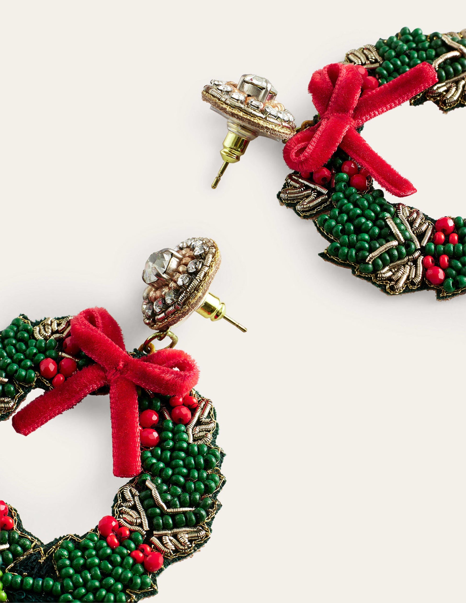 Festive Embellished Earrings-Wreath-3