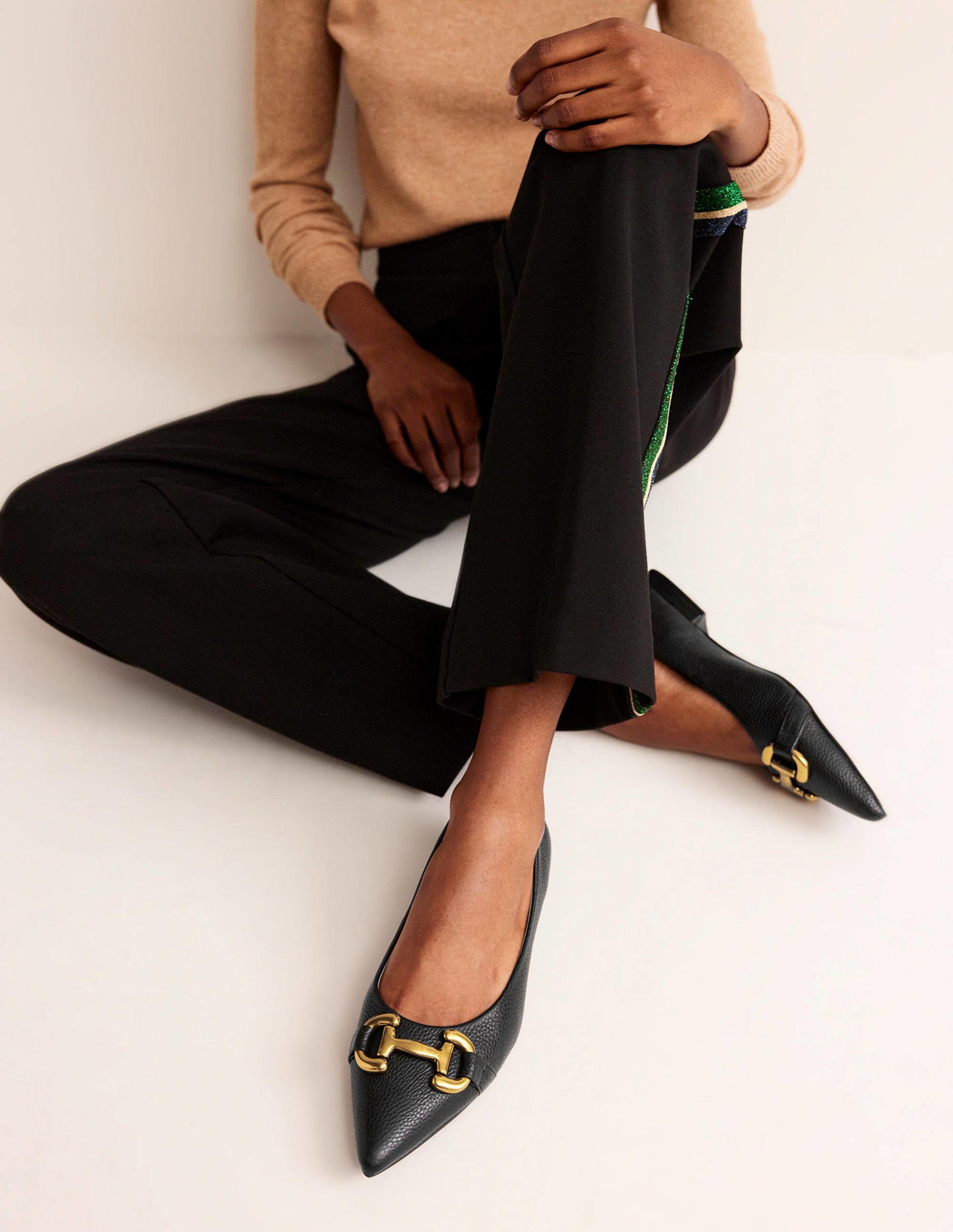 Iris Snaffle Ballet Flat-Black Tumbled Leather-1