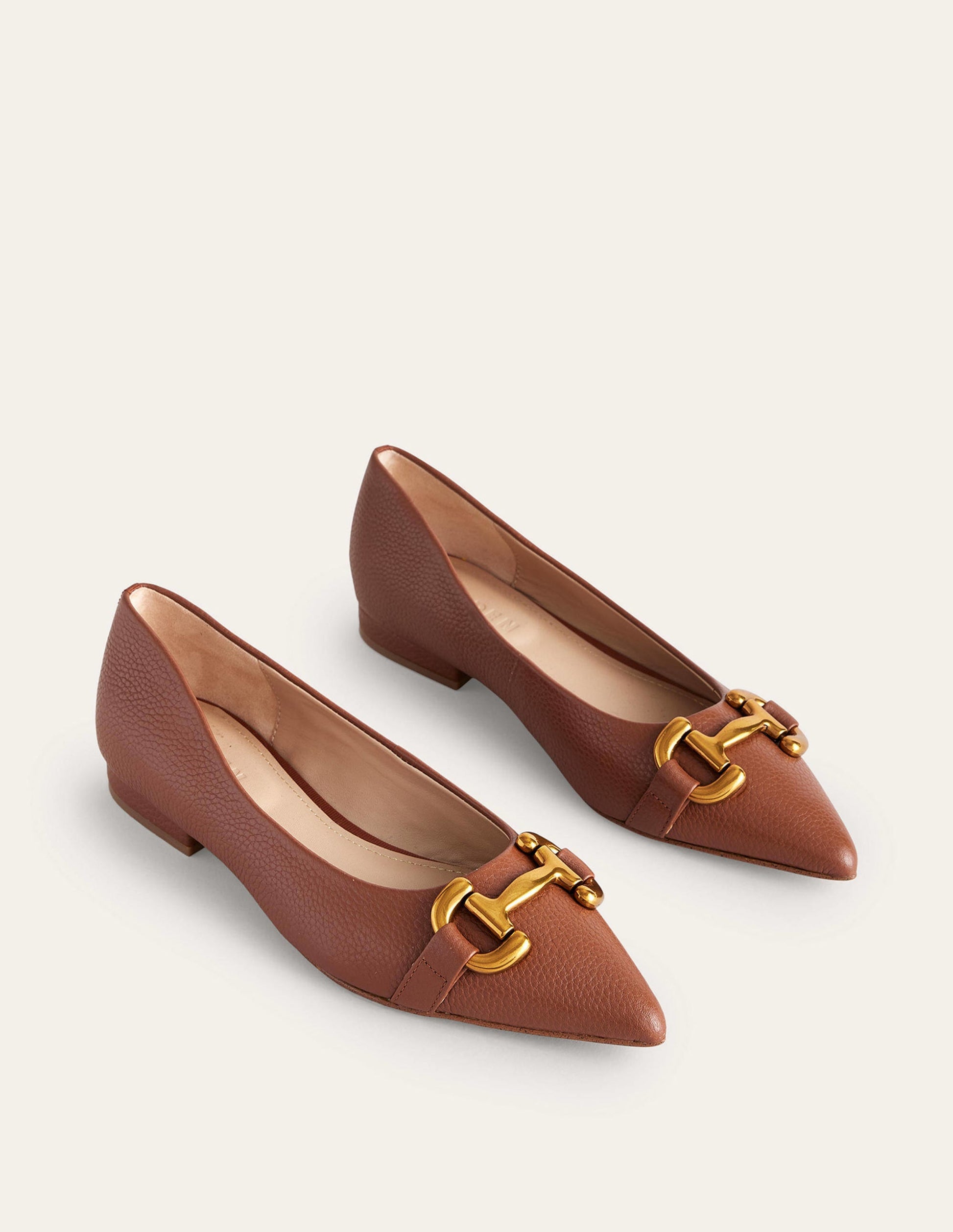 Iris Ballerinas mit Trensendetail-Hellbraun Getrommeltes Leder-3