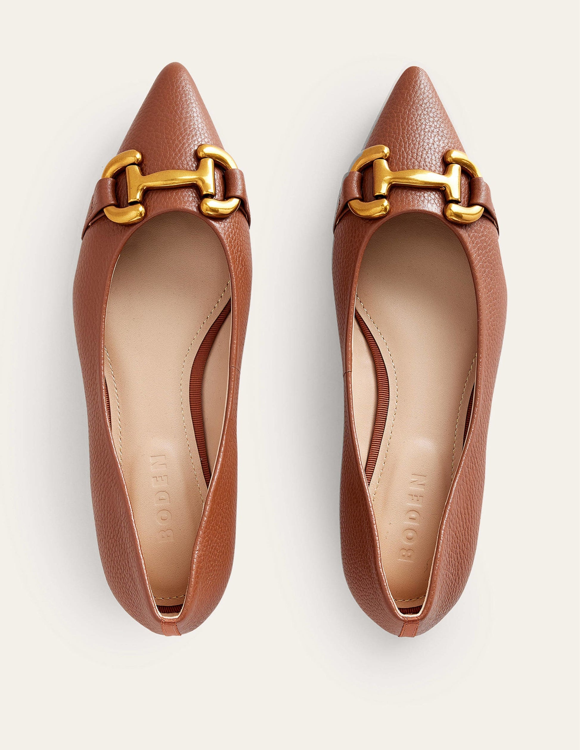 Iris Ballerinas mit Trensendetail-Hellbraun Getrommeltes Leder-5