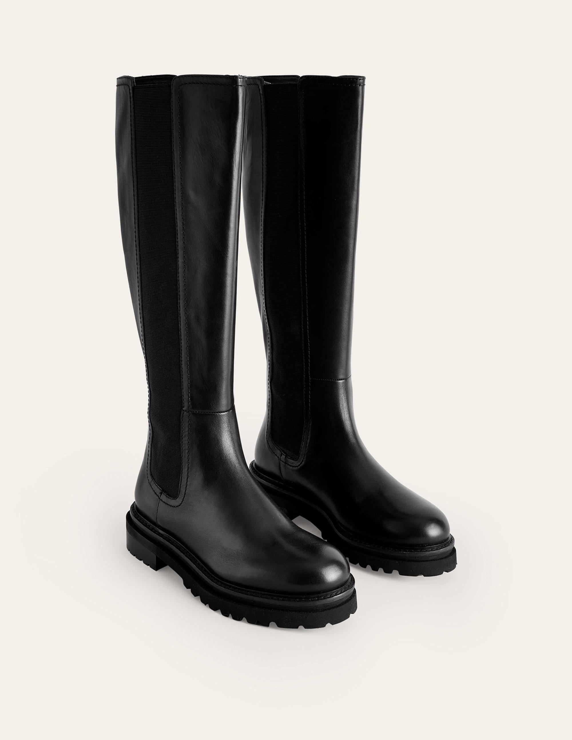 Bottes chelsea hauteur genou-Cuir noir - Image 3