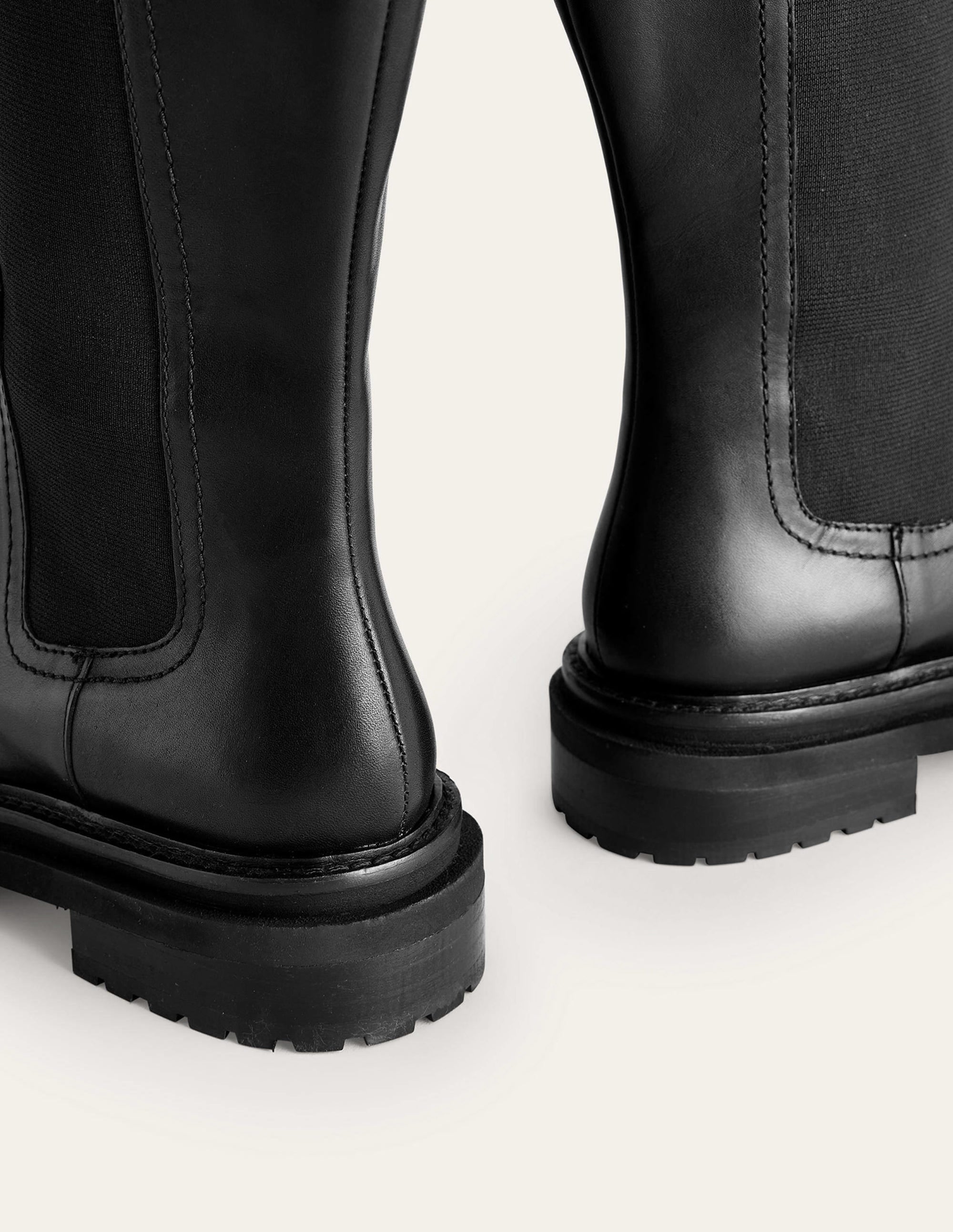 Bottes chelsea hauteur genou-Cuir noir - Image 4