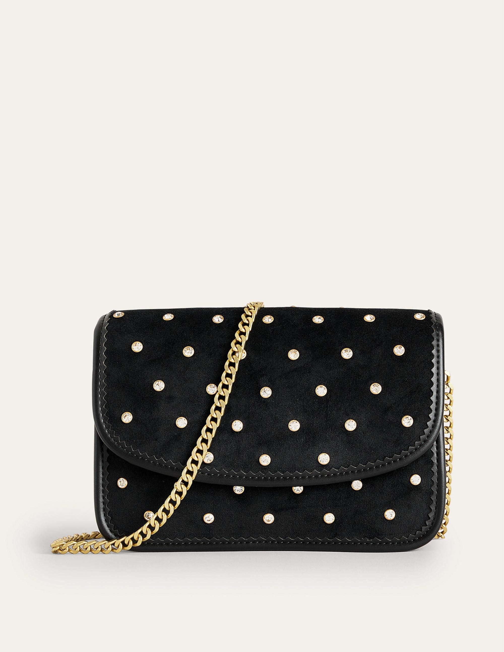 Sac à bandoulière ornementé-Velours noir - Image 2
