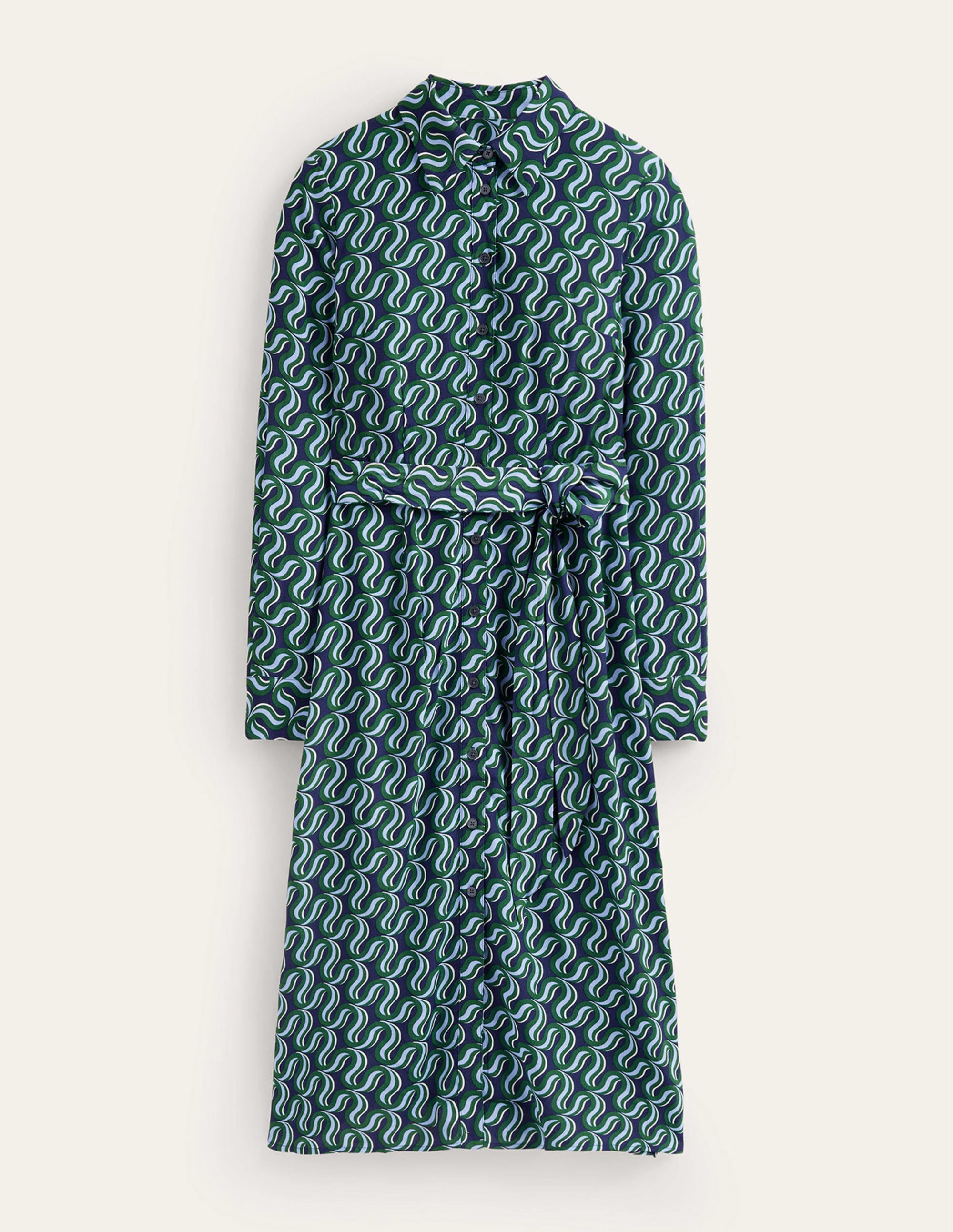 Robe-chemise midi Kate-Vert amazonien, motif Ribbon Wave - Image 6