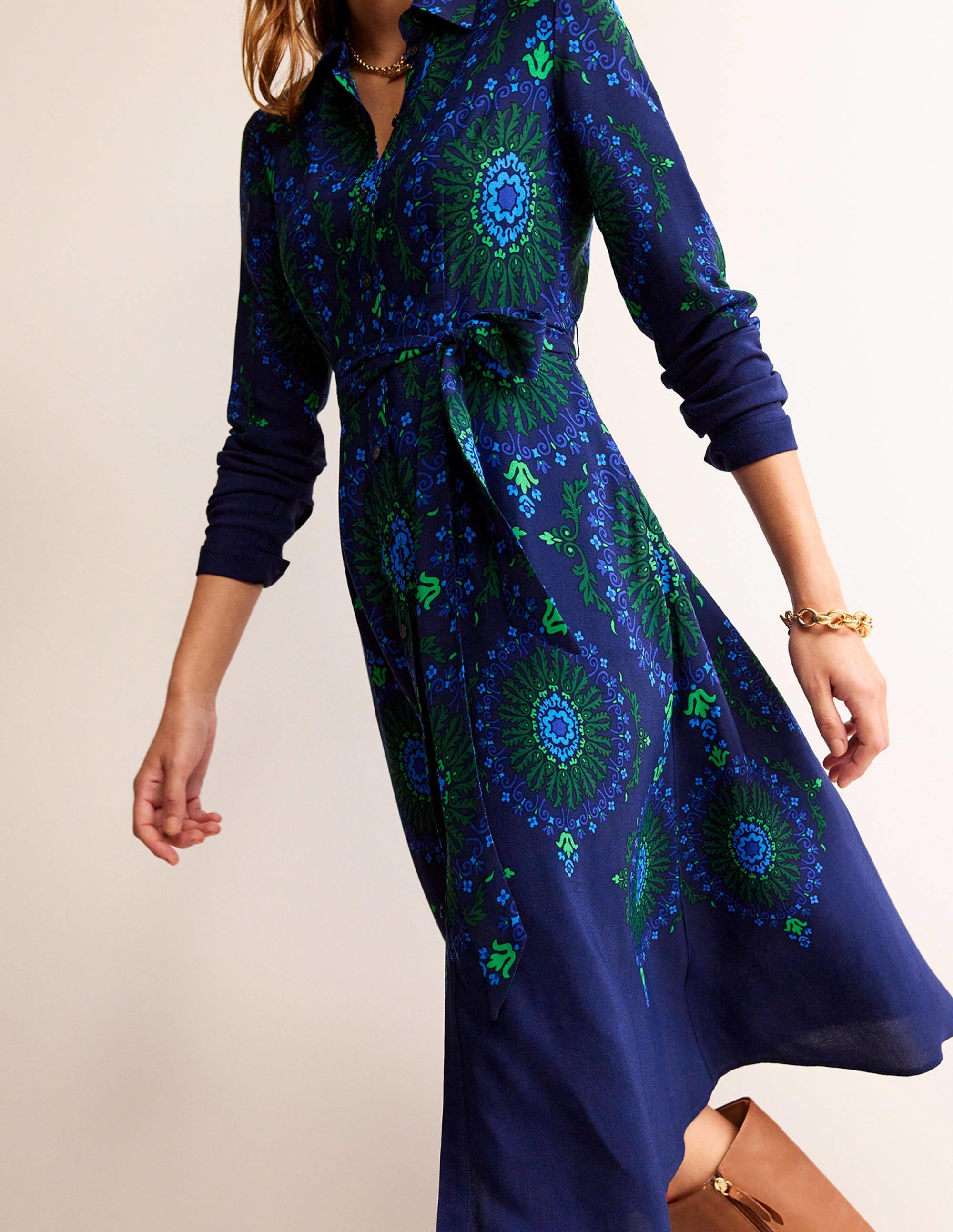 Kate Midi-Hemdblusenkleid-Französisches Marineblau, Artizian Geo - Image 3
