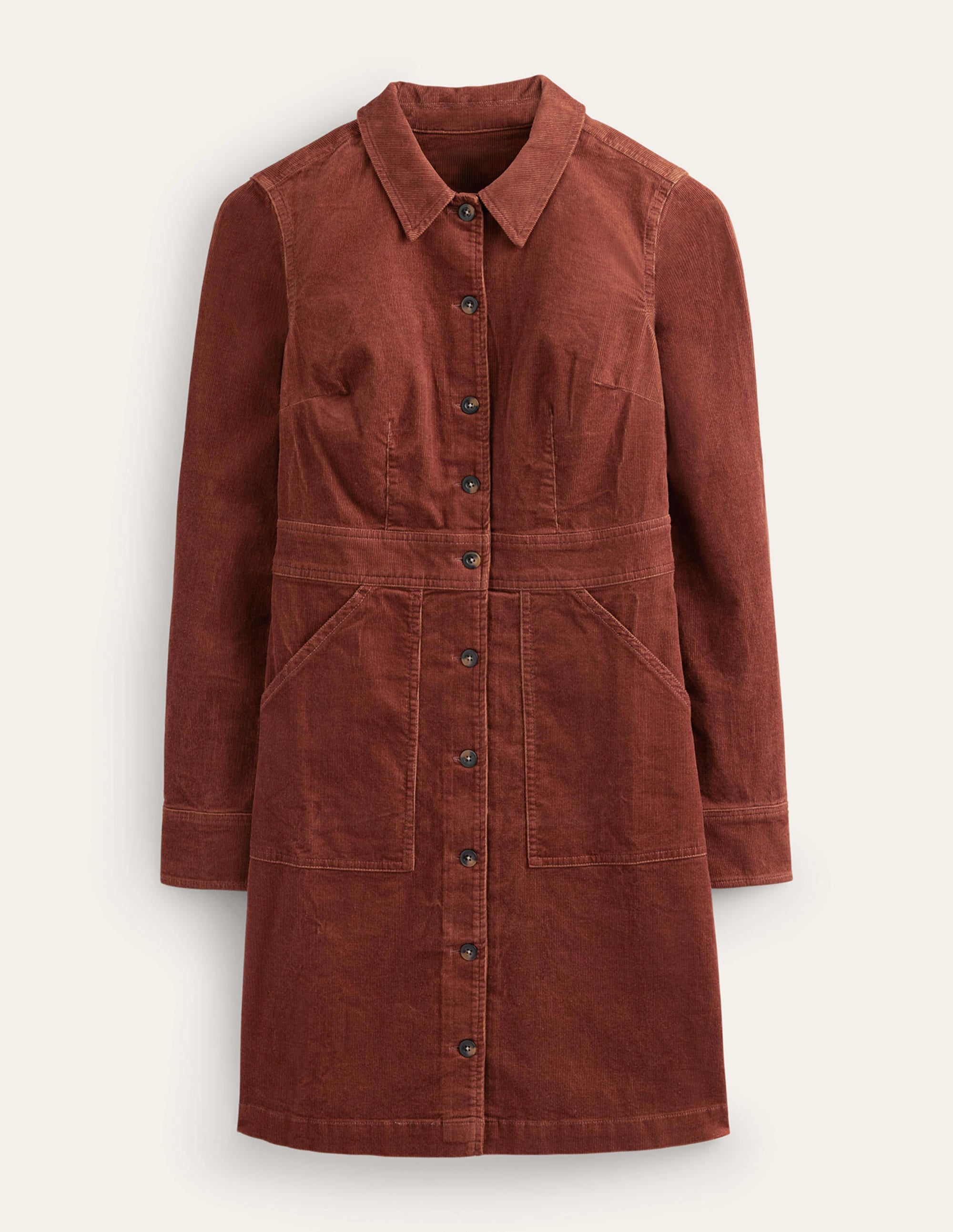 Robe-chemise Flora en velours côtelé-Chocolat - Image 6