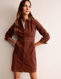 Robe-chemise Flora en velours côtelé-Chocolat
