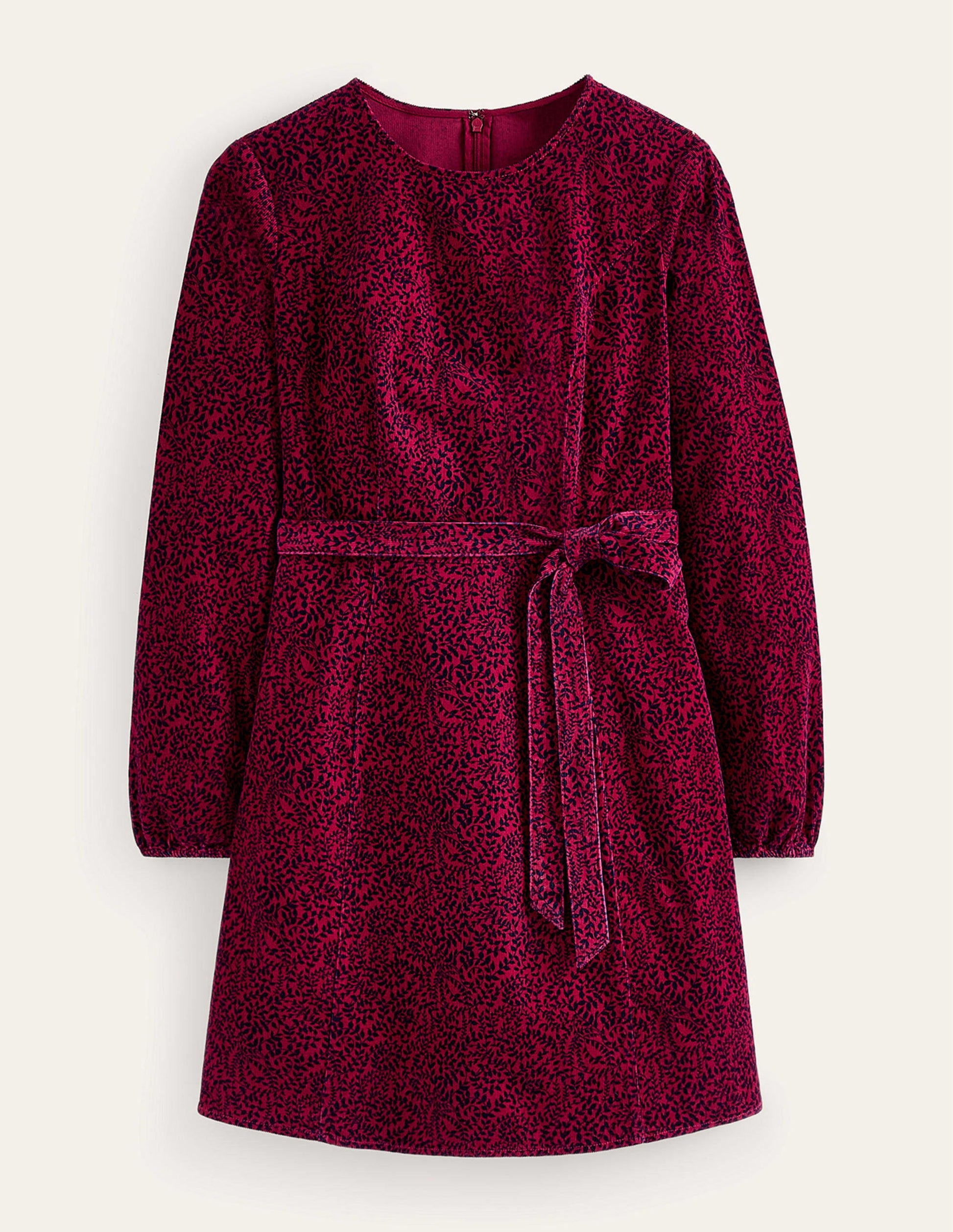 Robe Harriet en velours côtelé-Rouge canneberge profond, motif Pome Sprig-6