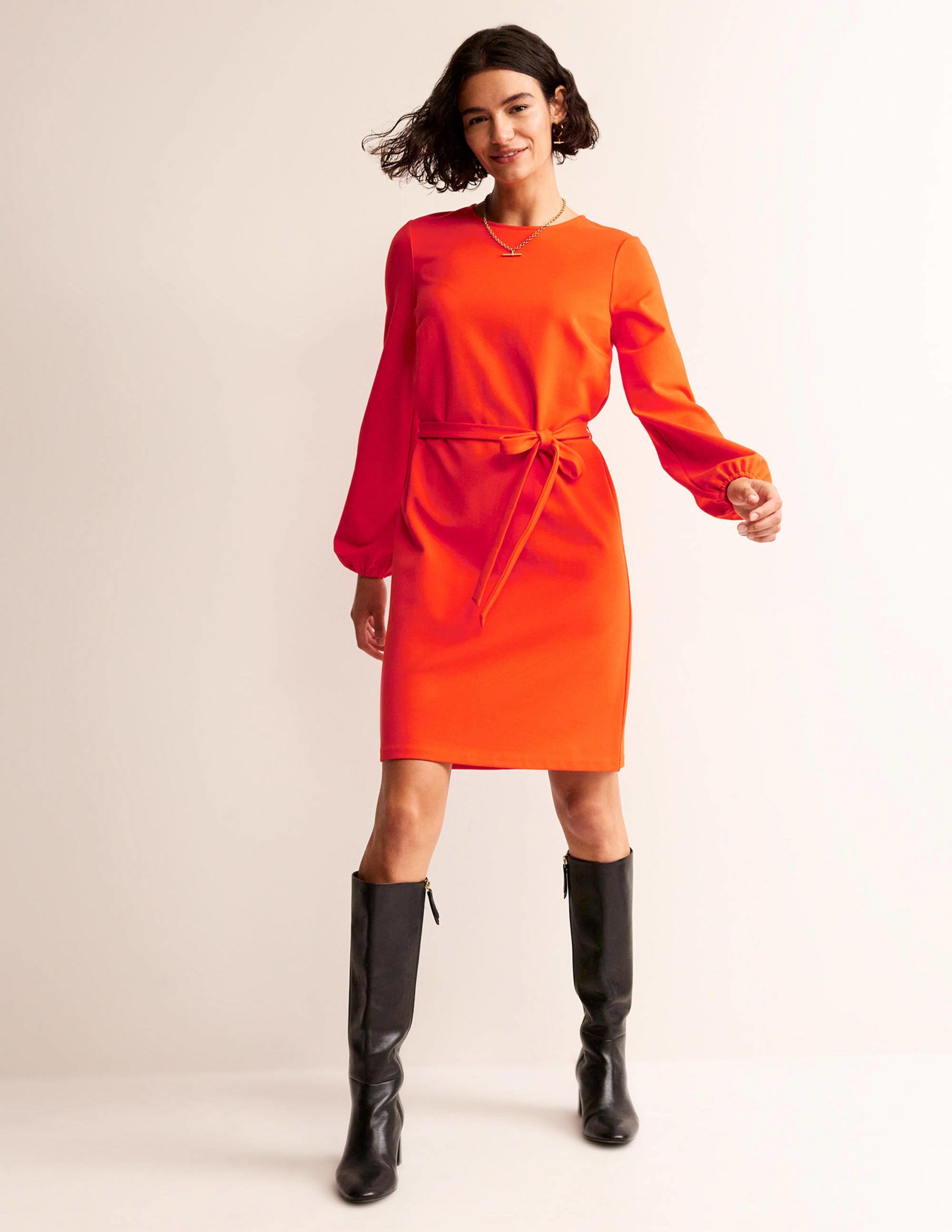 Robe droite Violet en point de Rome-Orange fiesta - Image 4