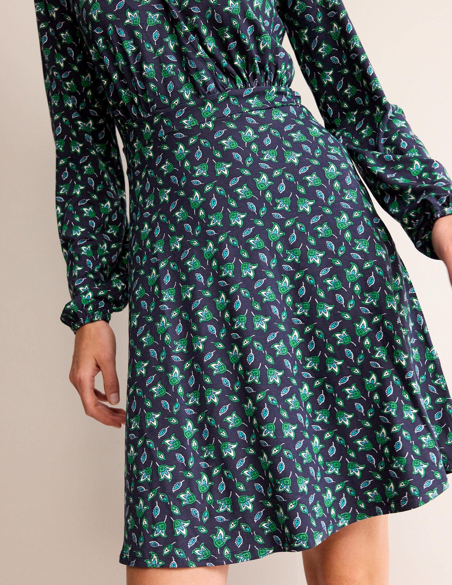 Willow Jersey-Kleid-Französisches Marineblau, Tulpenknospe