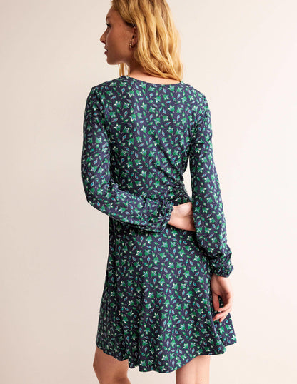 Willow Jersey-Kleid-Französisches Marineblau, Tulpenknospe-3