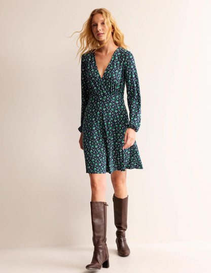 Willow Jersey-Kleid-Französisches Marineblau, Tulpenknospe-4