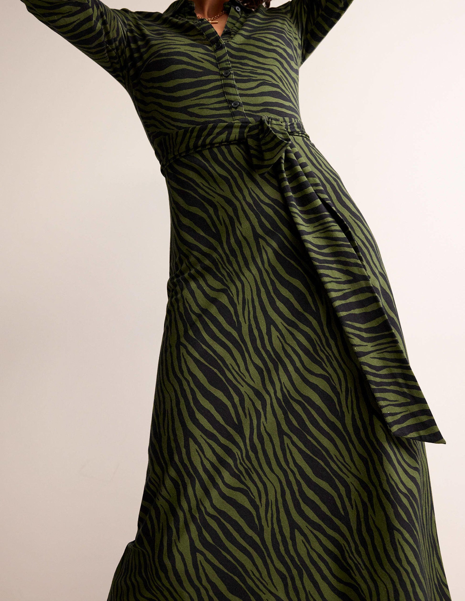 Laura Midi-Hemdblusenkleid aus Jersey-Oregano, Tierstreifen-2