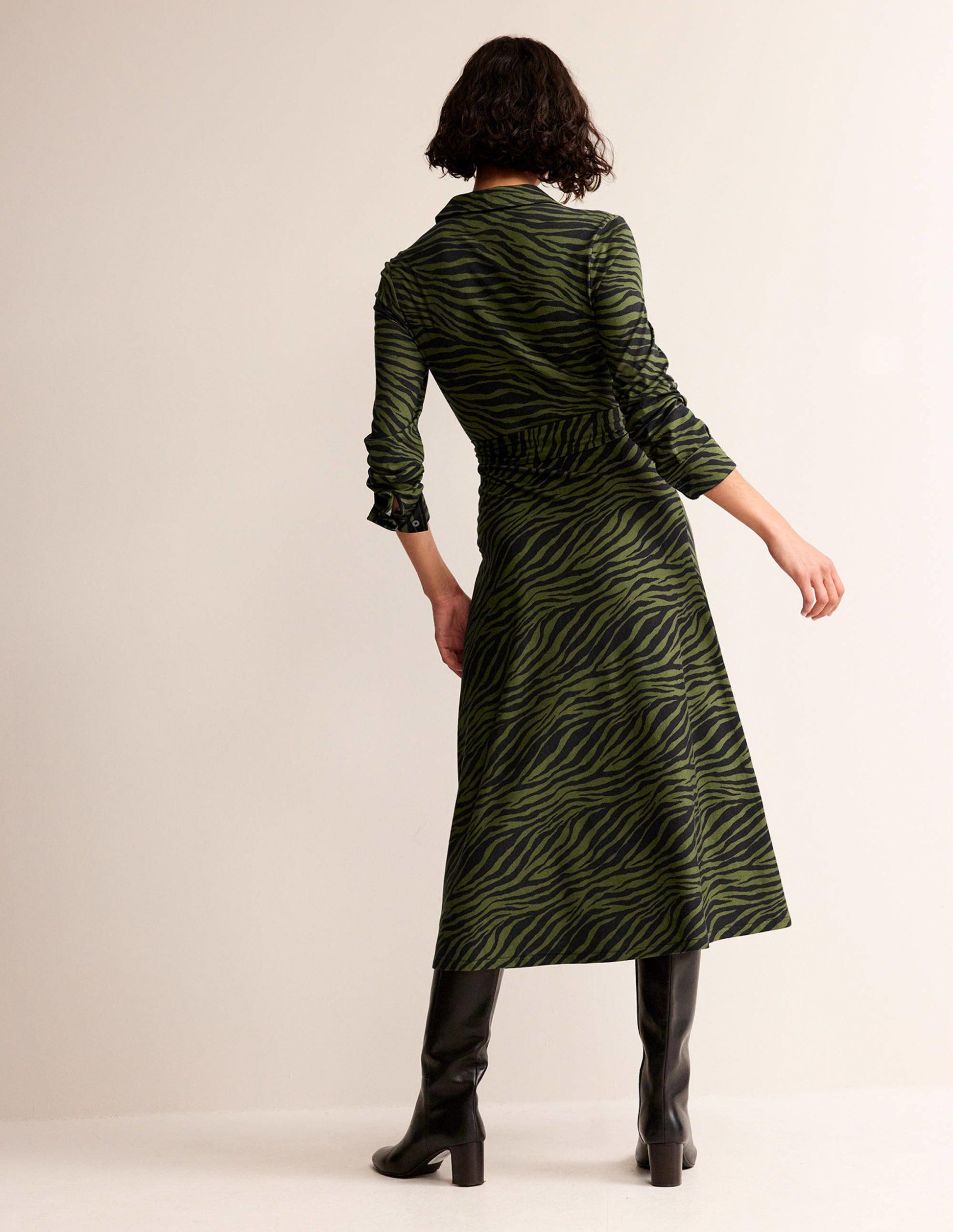 Laura Midi-Hemdblusenkleid aus Jersey-Oregano, Tierstreifen-3