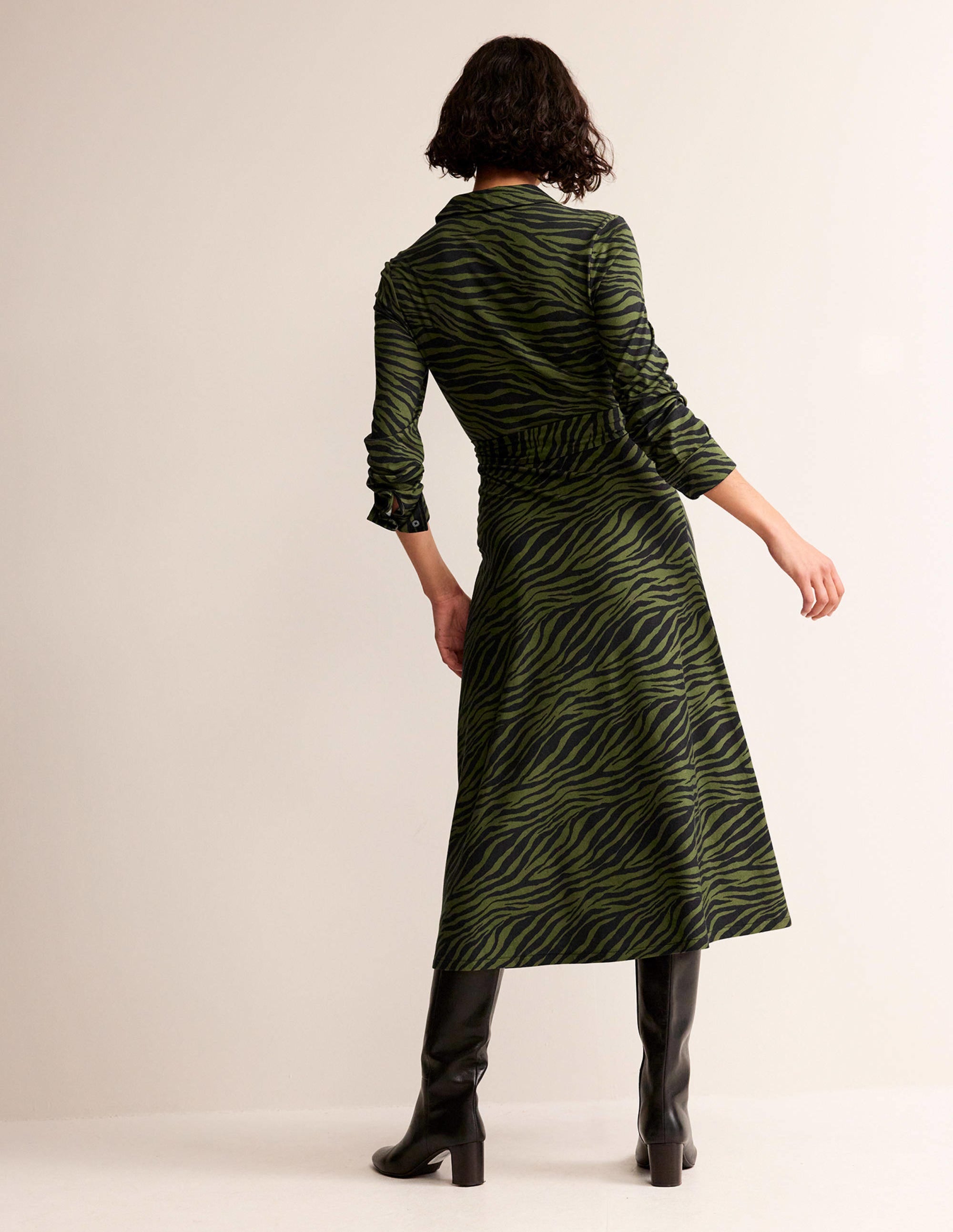 Laura Midi-Hemdblusenkleid aus Jersey-Oregano, Tierstreifen - Image 3