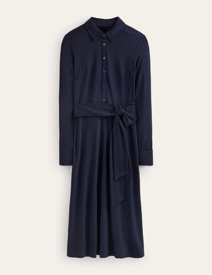 Laura Jersey Midi Shress-Navy-5