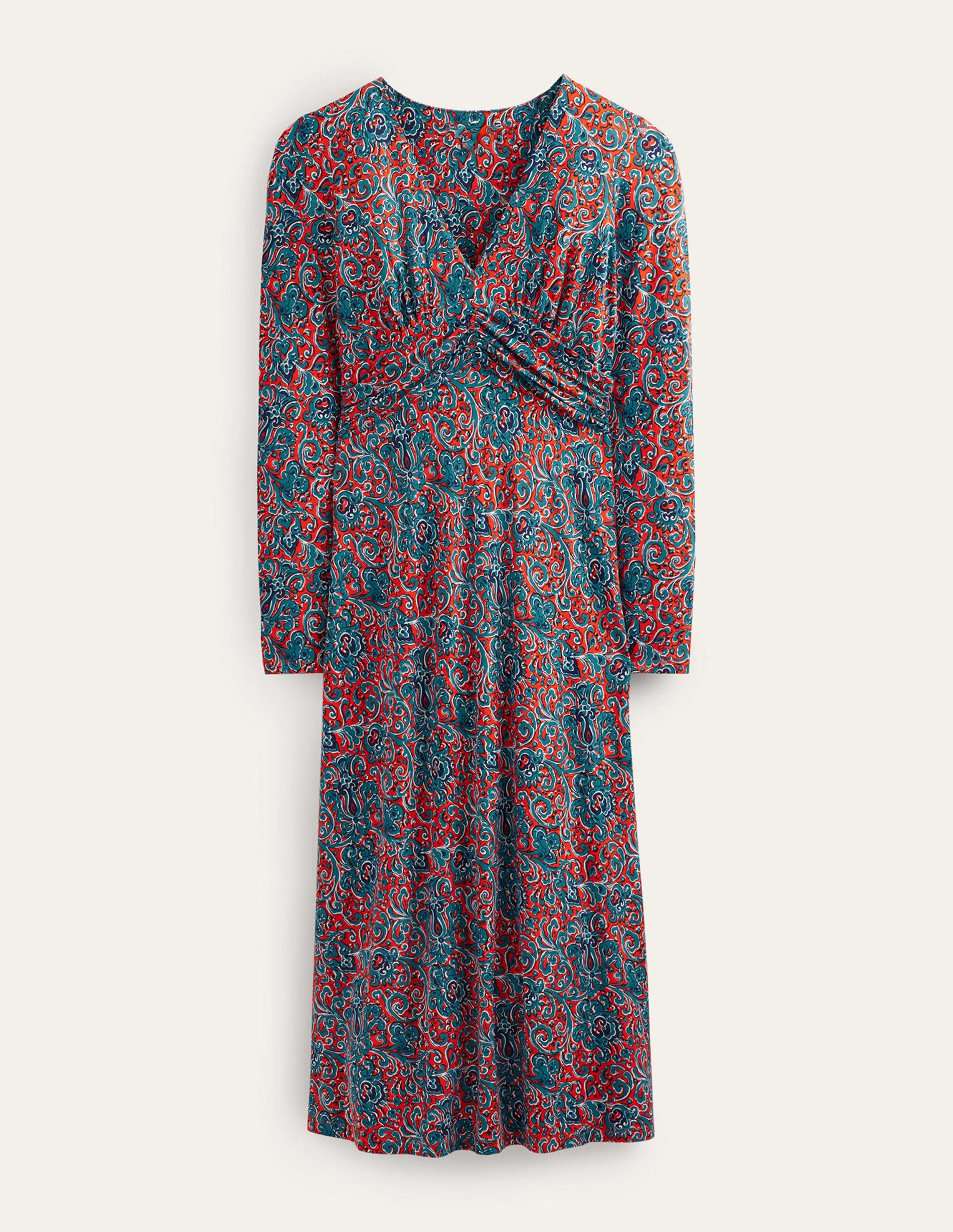 Robe midi Elodie à taille empire-Orange fiesta, motif Botanic Terrace - Image 10