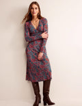 Robe midi Elodie à taille empire-Orange fiesta, motif Botanic Terrace