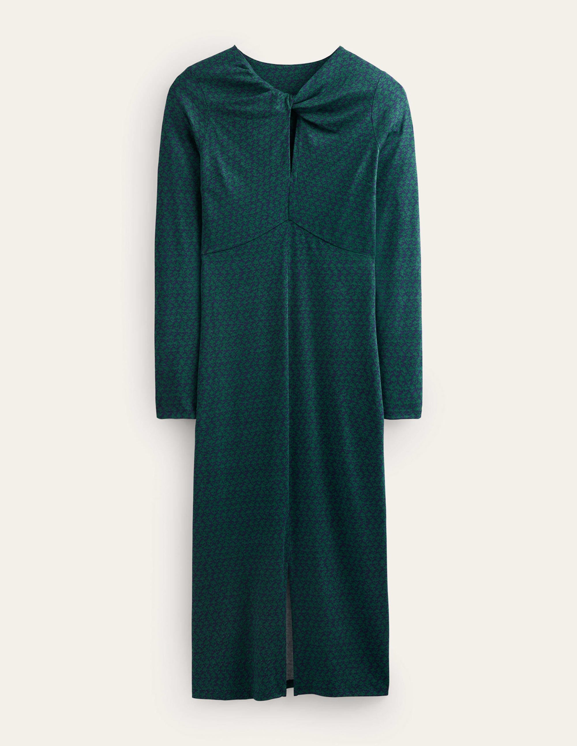 Empire Knot Midi Dress-Emerald Night, Lily Sprig - Image 7