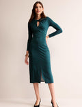 Empire Knot Midi Dress-Emerald Night, Lily Sprig