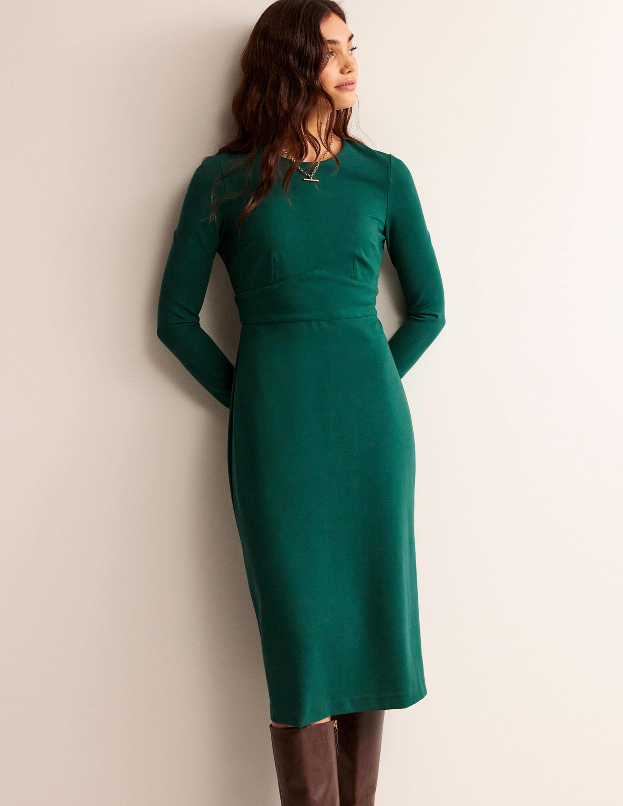 Robe midi Nadia en jersey-Émeraude nocturne - Image 4