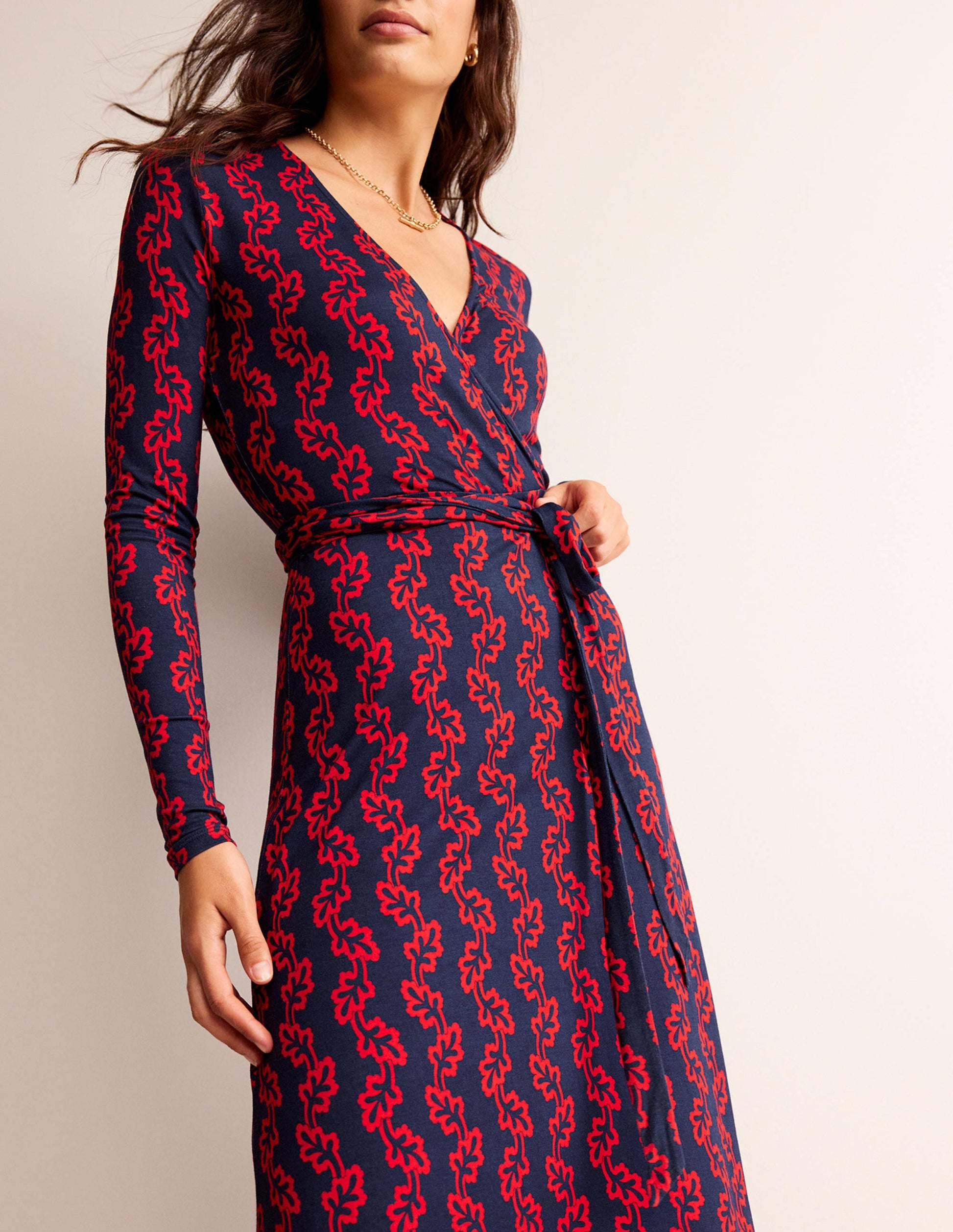 Nina Jersey-Midikleid-Französisches Marineblau, Abstrakt Terrasse-2