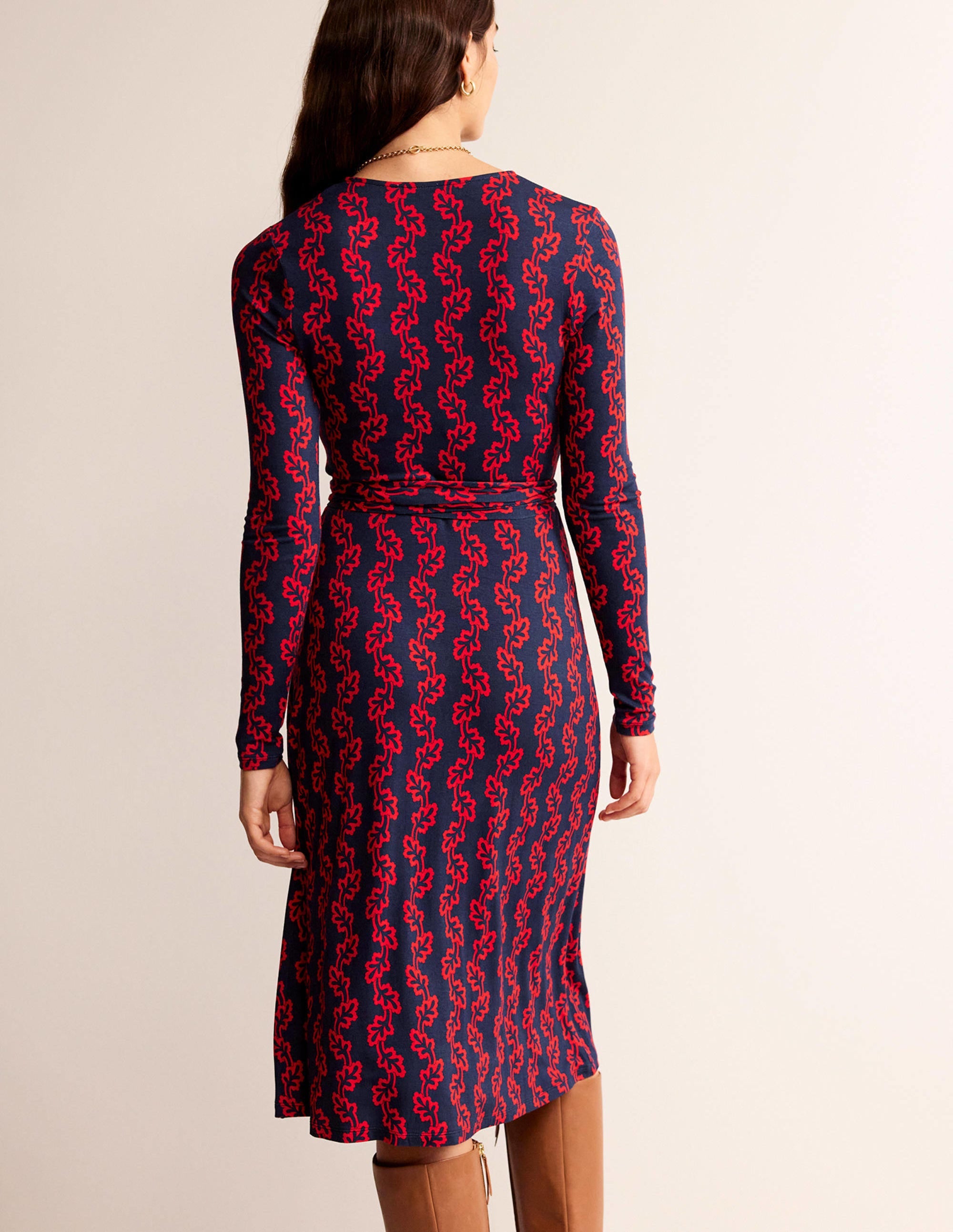 Nina Jersey-Midikleid-Französisches Marineblau, Abstrakt Terrasse - Image 3