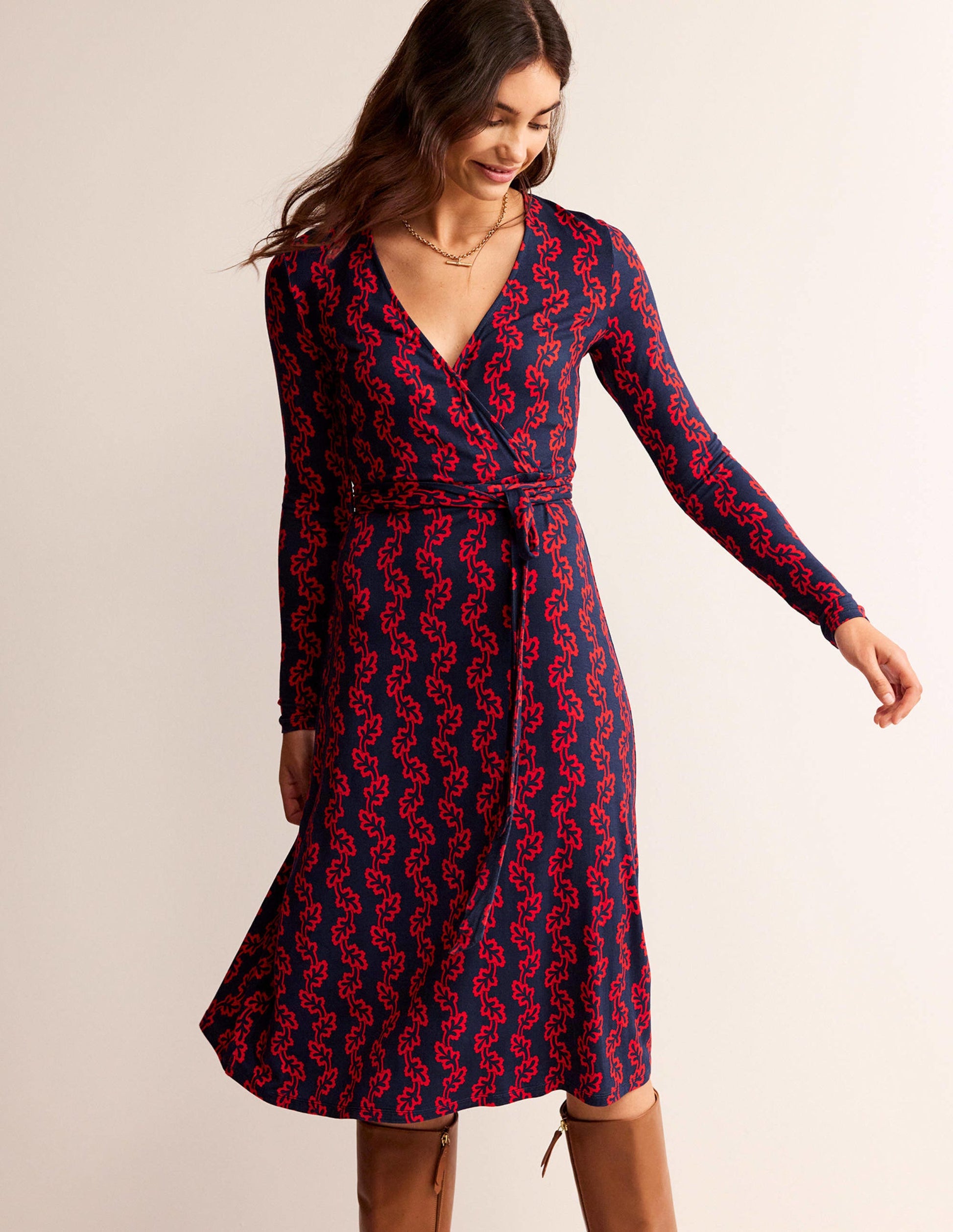 Nina Jersey-Midikleid-Französisches Marineblau, Abstrakt Terrasse-4