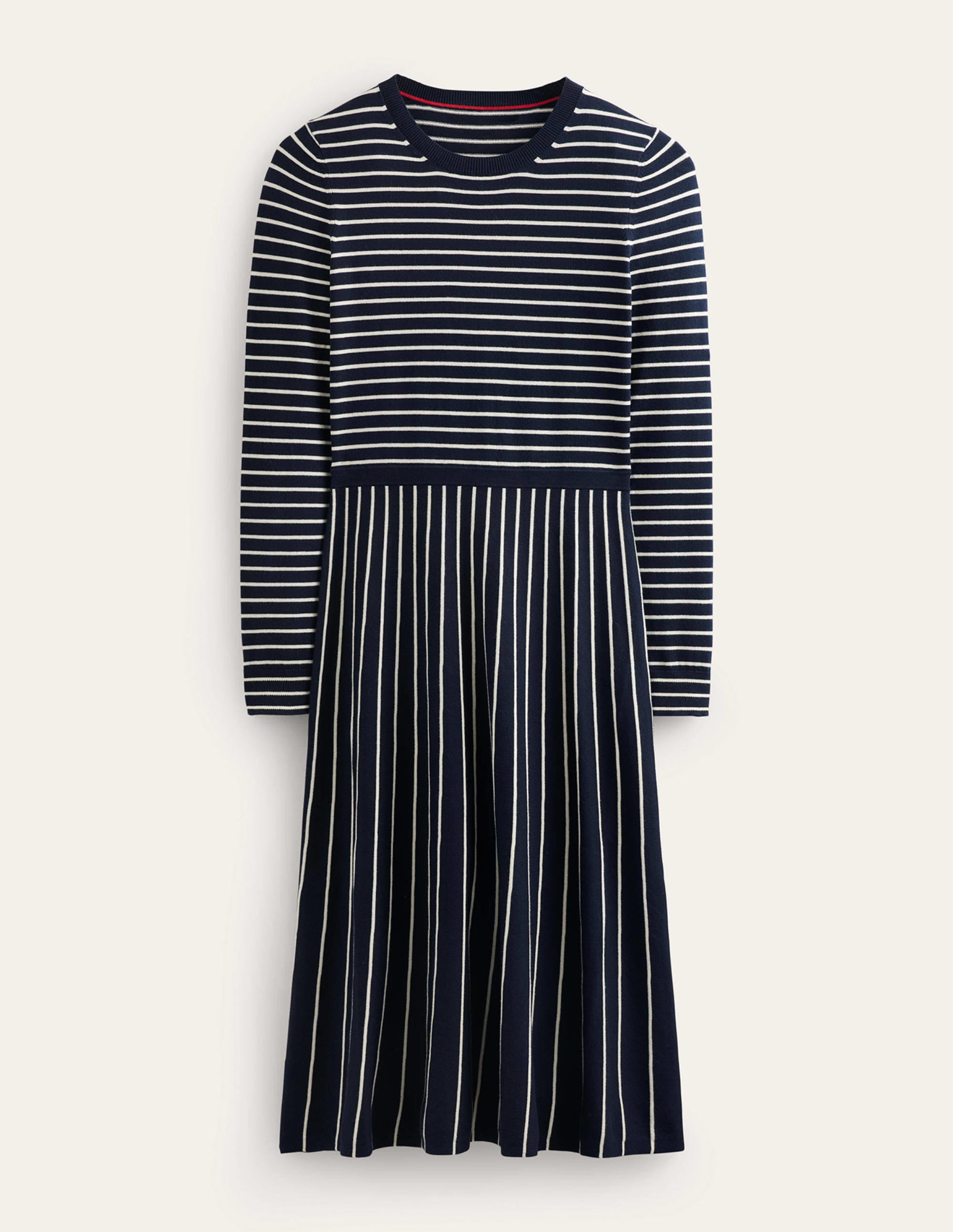 Maria Strick-Midikleid-Marineblau und Naturweiß - Image 10