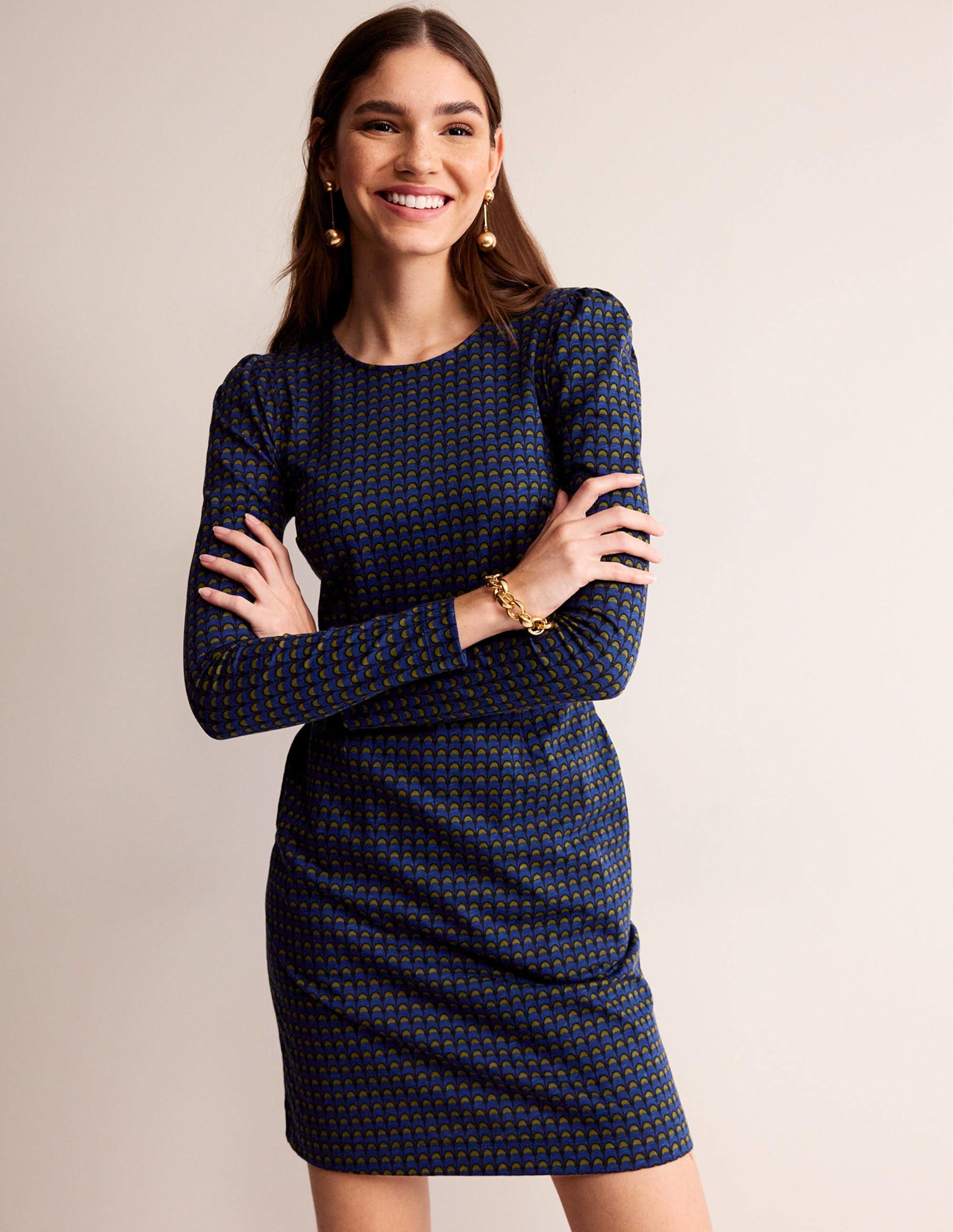 Penelope Jersey-Kleid-Saphirblau, Zauber Geo - Image 1