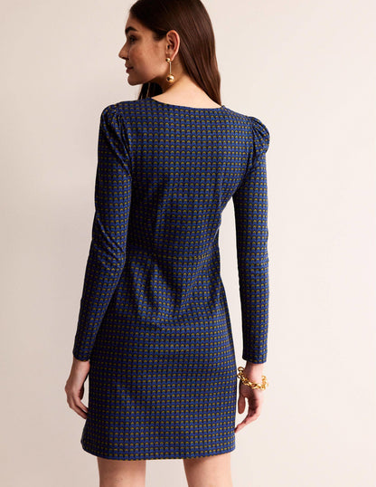 Penelope Jersey-Kleid-Saphirblau, Zauber Geo-3