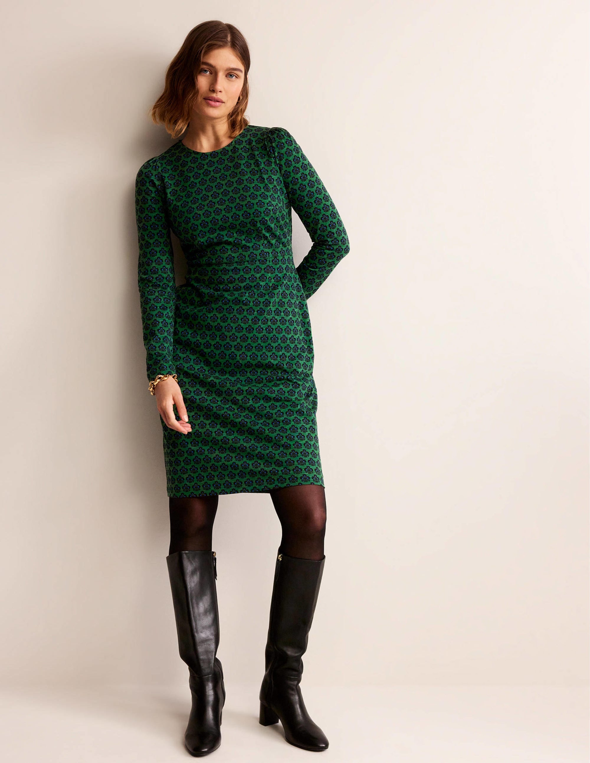 Robe Penelope en jersey-Vert amazone, motif Carnation Stamp - Image 4