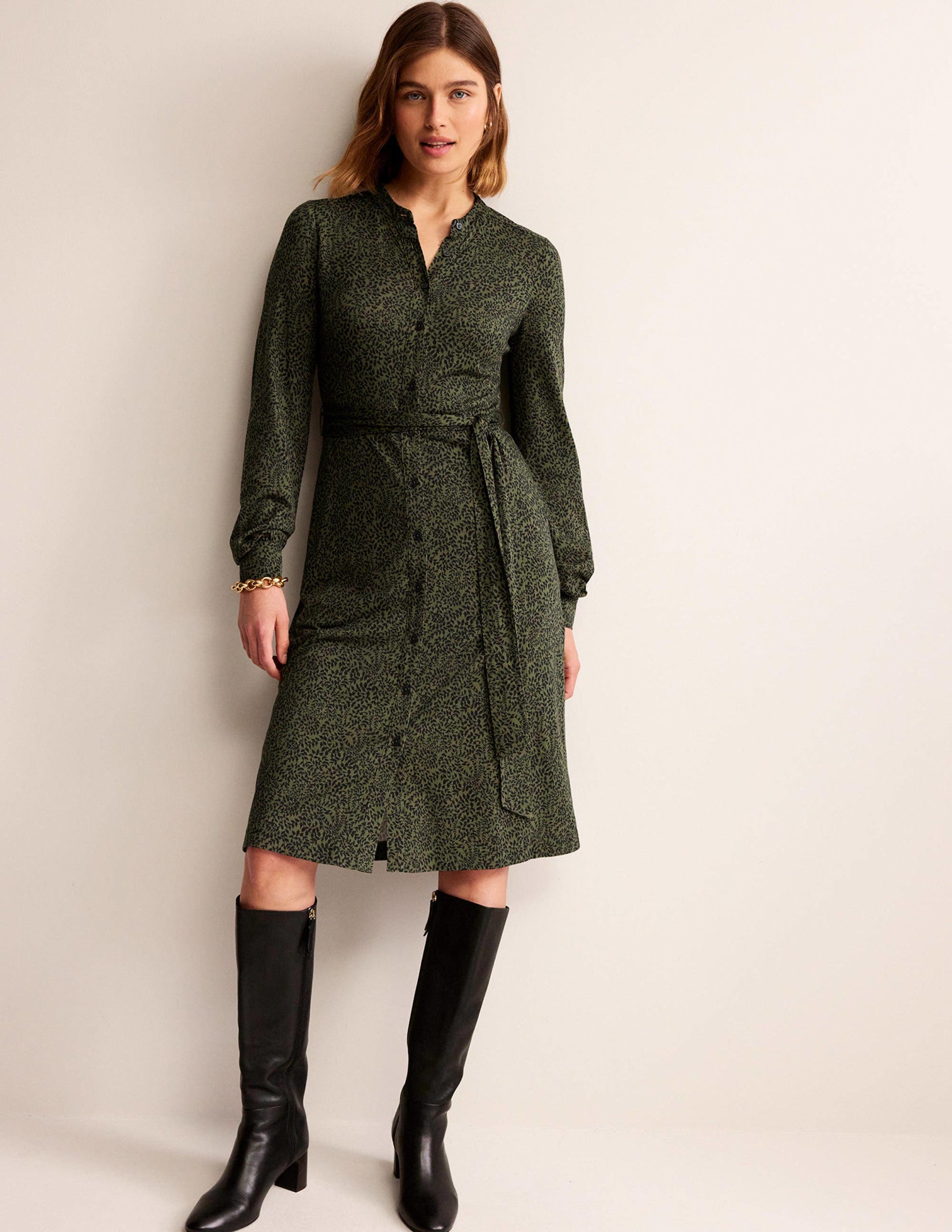 Robe-chemise Julia en jersey-Épicéa, motif Pome Sprig-4