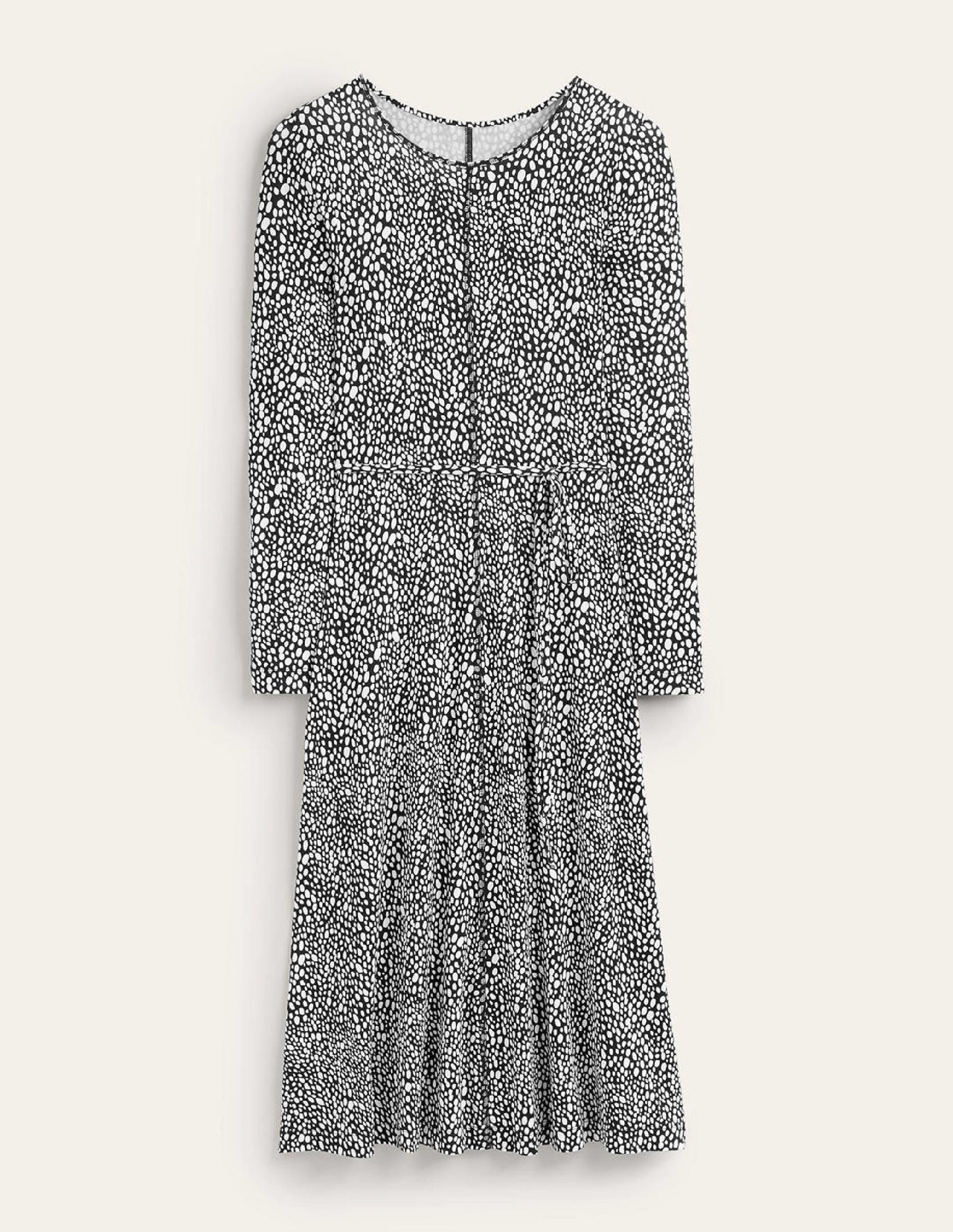 Lucy Jersey-Midikleid-Schwarz, Tierflecken-6