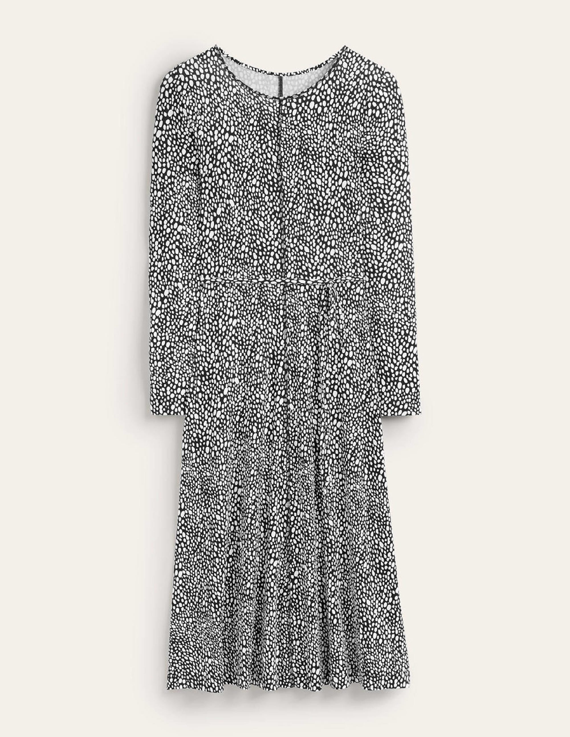 Lucy Jersey-Midikleid-Schwarz, Tierflecken - Image 6