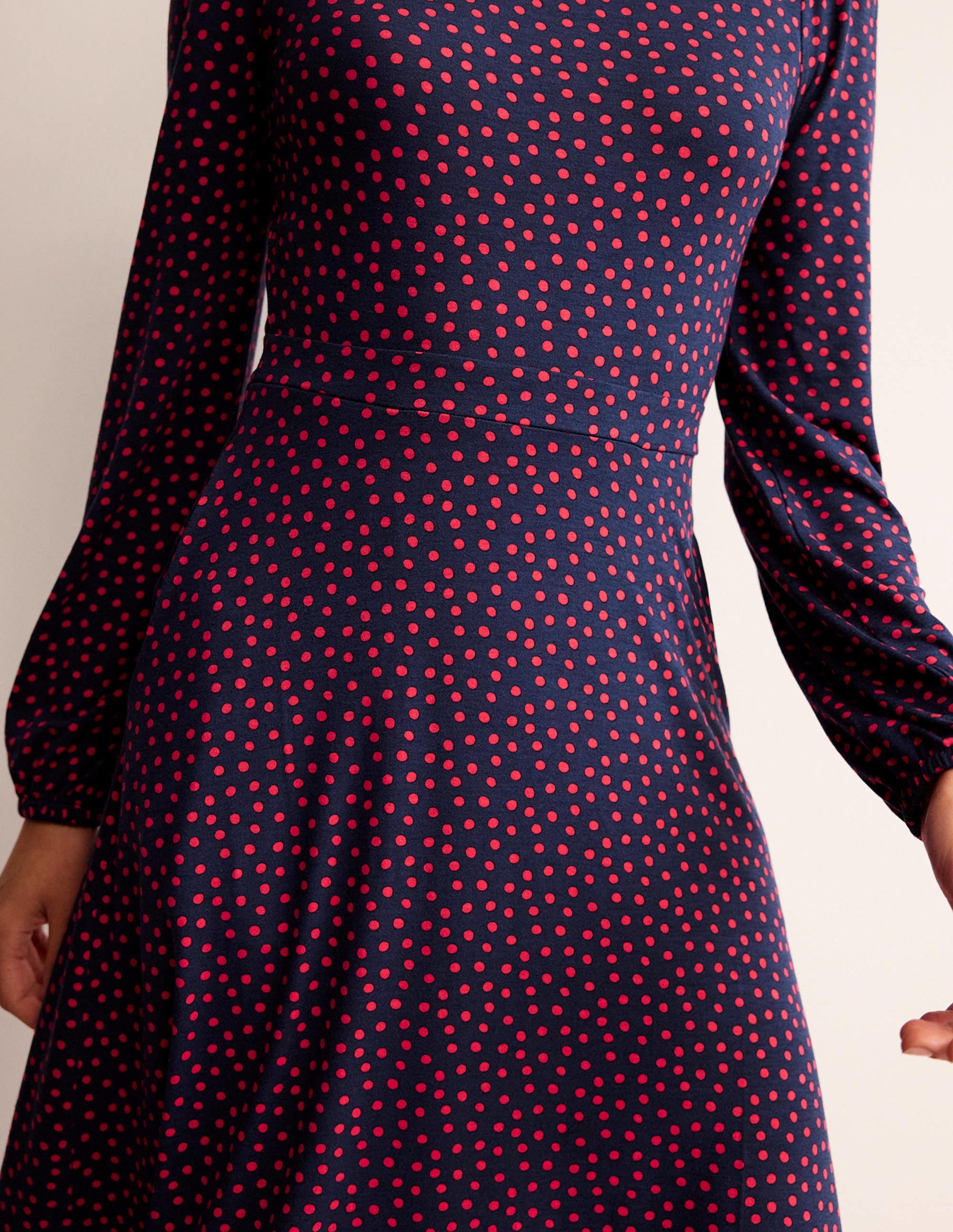 Robe midi Camille en jersey-Pivoine vif, motif Abstract Dot - Image 2