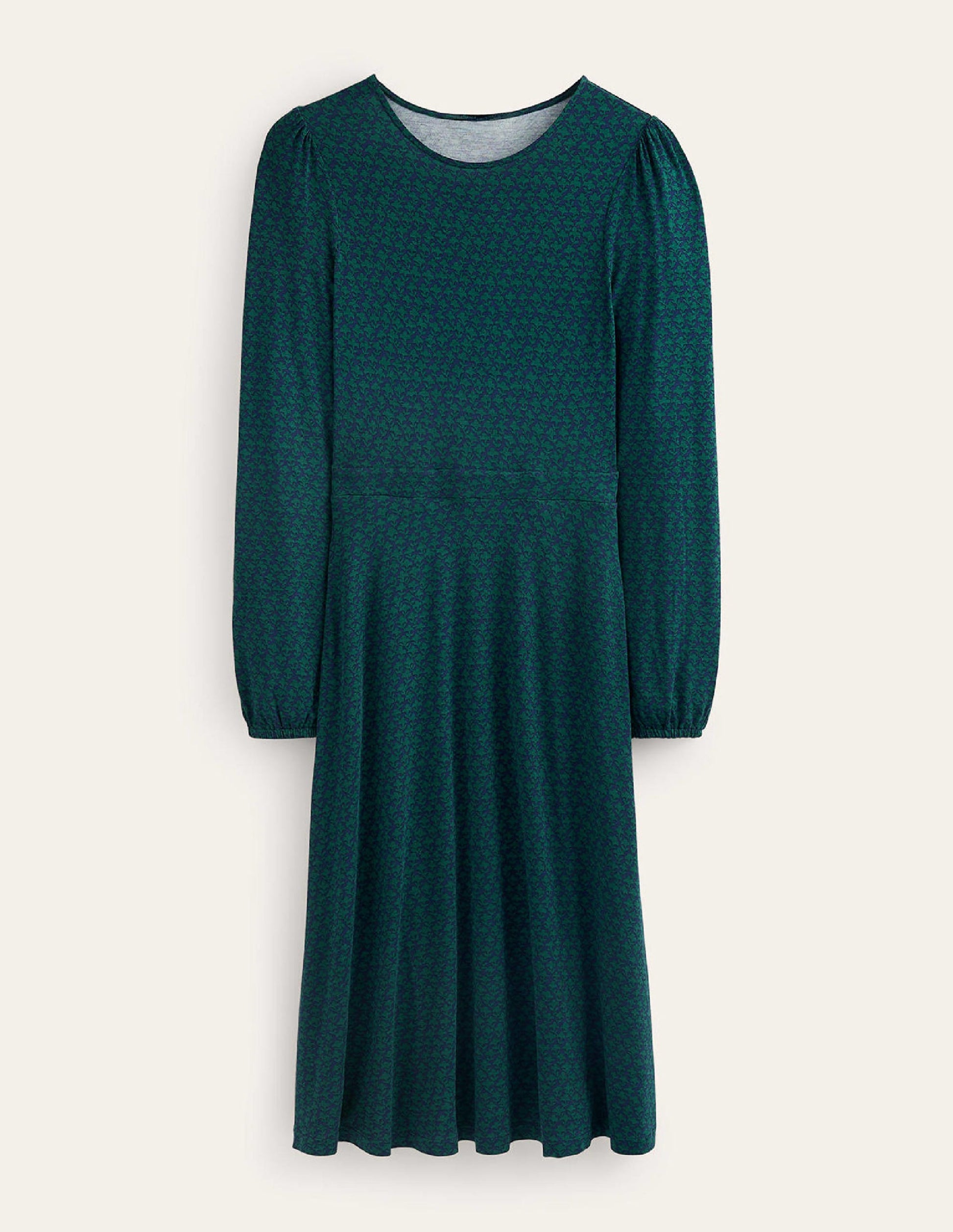Camille Midikleid aus Jersey-Dunkles Smaragdgrün, Lilienzweig-7