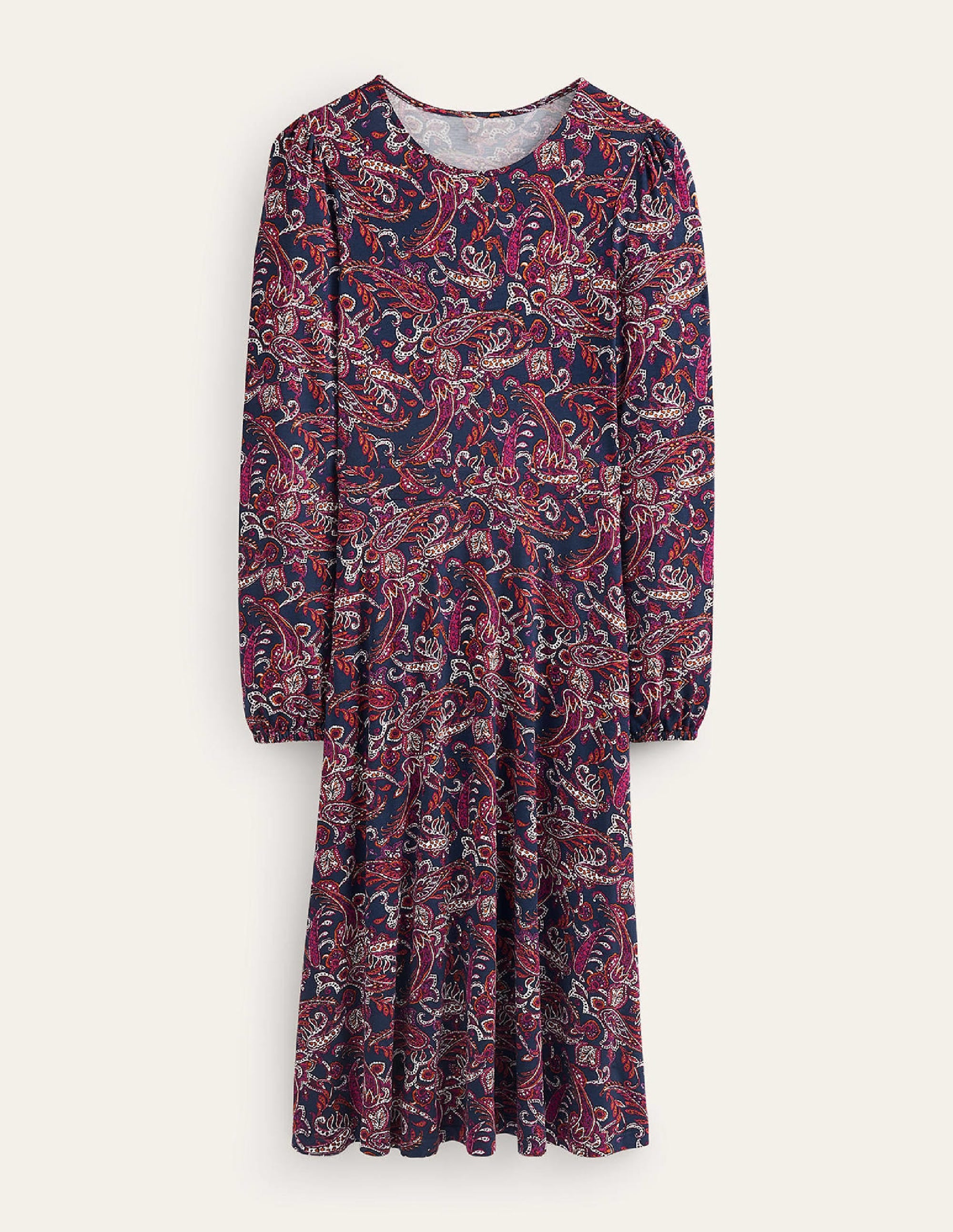 Robe midi Camille en jersey-Violet pensées, motif Paisley Lawn - Image 6