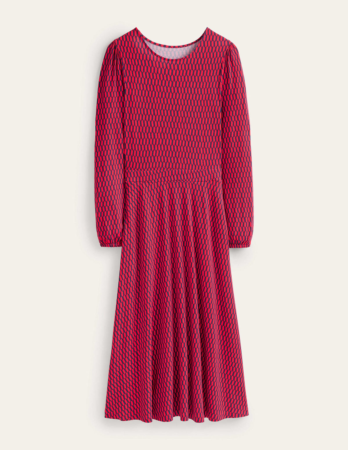 Camille Midikleid aus Jersey-Leuchtendes Rot, Fliesen - Image 6